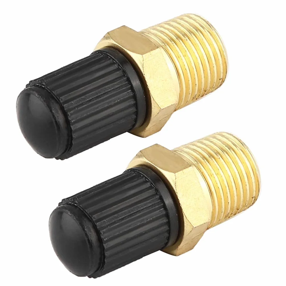 Zawór sprężarki powietrza-Duokon 2 szt. 1/8 "zawór NPT MPT, mosiężny automatyczny zawór napełniania zbiornika do samochodu (czarny + złoty)