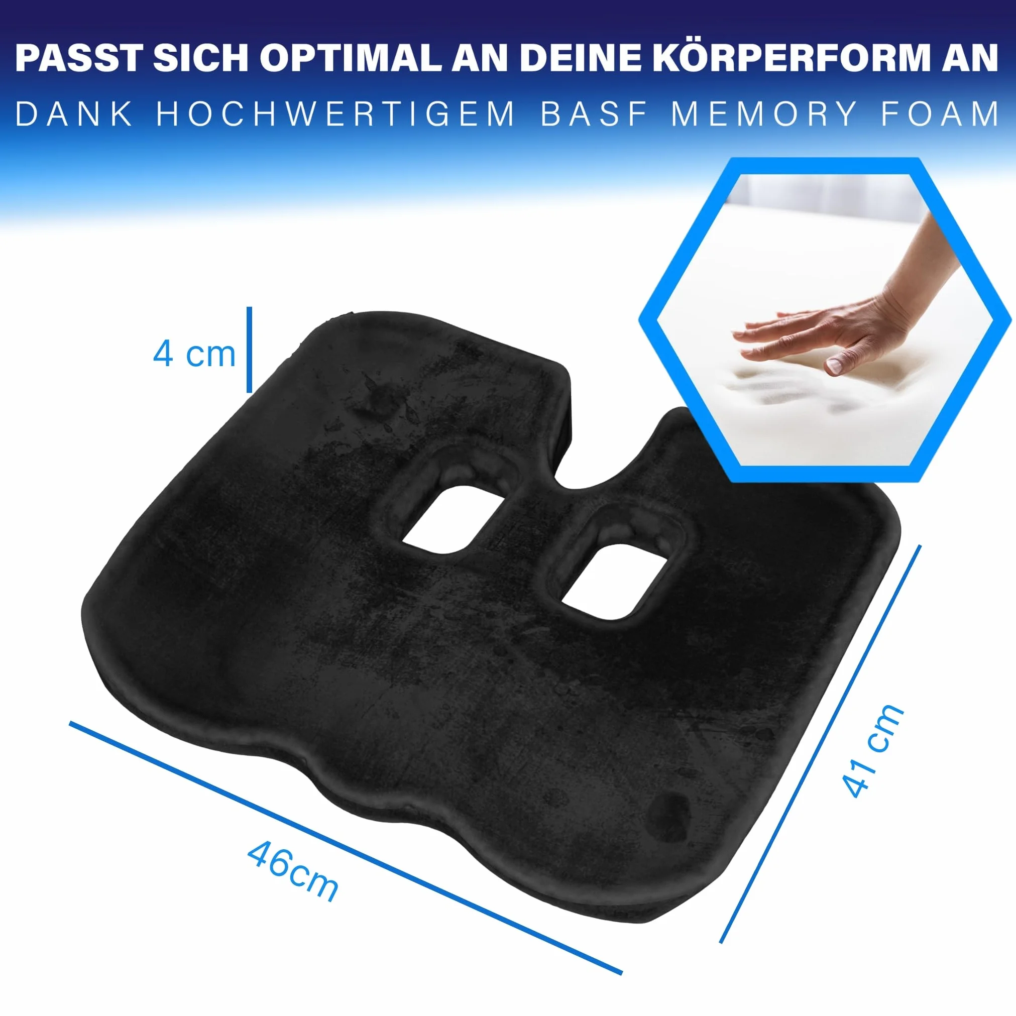 Healthfix® Poduszka na fotel samochodowy dla dorosłych | Podwyższenie siedziska kierowcy z pianki z pamięcią kształtu | Ergonomiczna poduszka klinowa do samochodu i komfortu jazdy