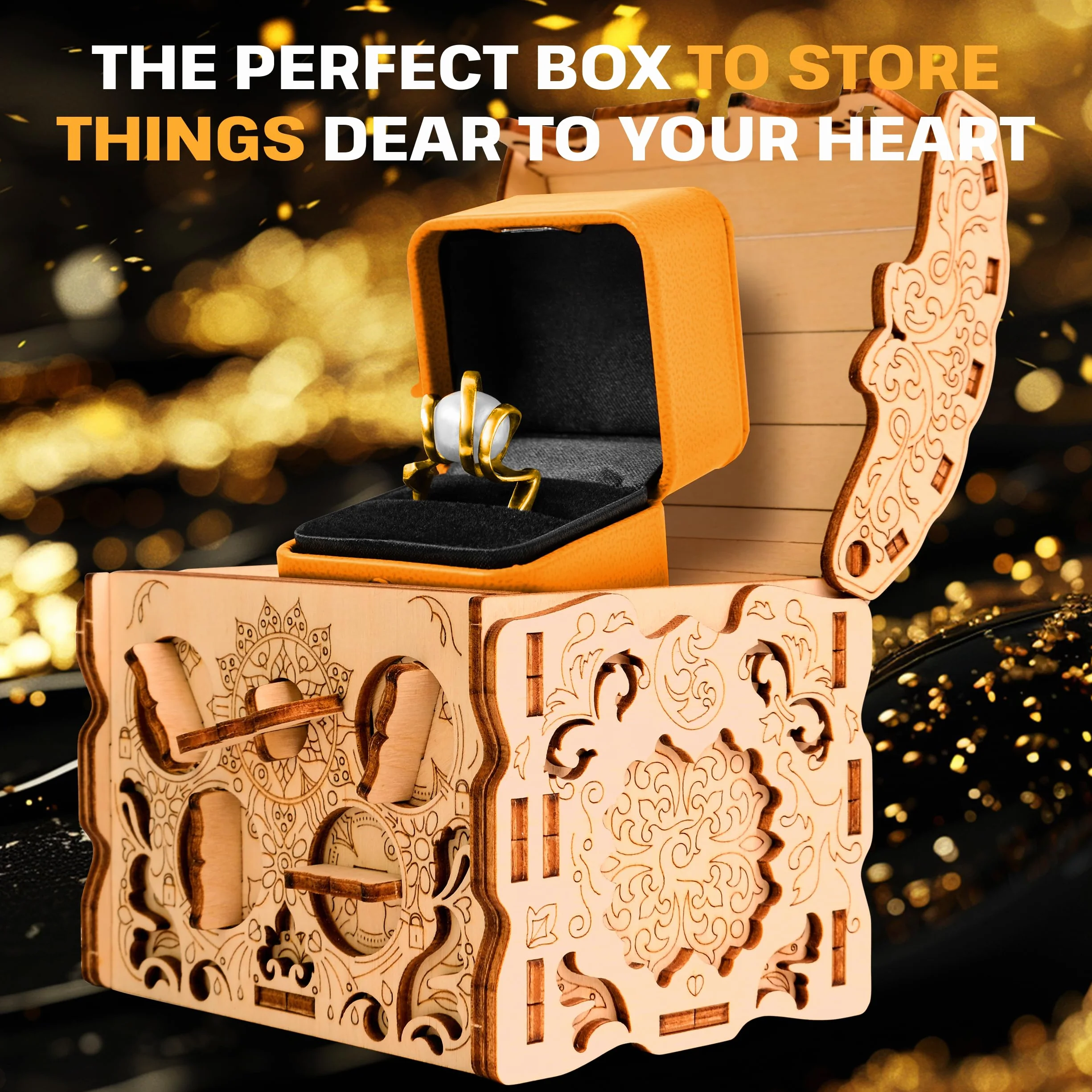 ESC WELT Wooden Secret Treasure Box Puzzle z drewna - kreatywne pudełko prezentowe na pieniądze, bony, karty podarunkowe - drewniane pudełko 3D - pudełko prezentowe dla młodzieży i dorosłych -