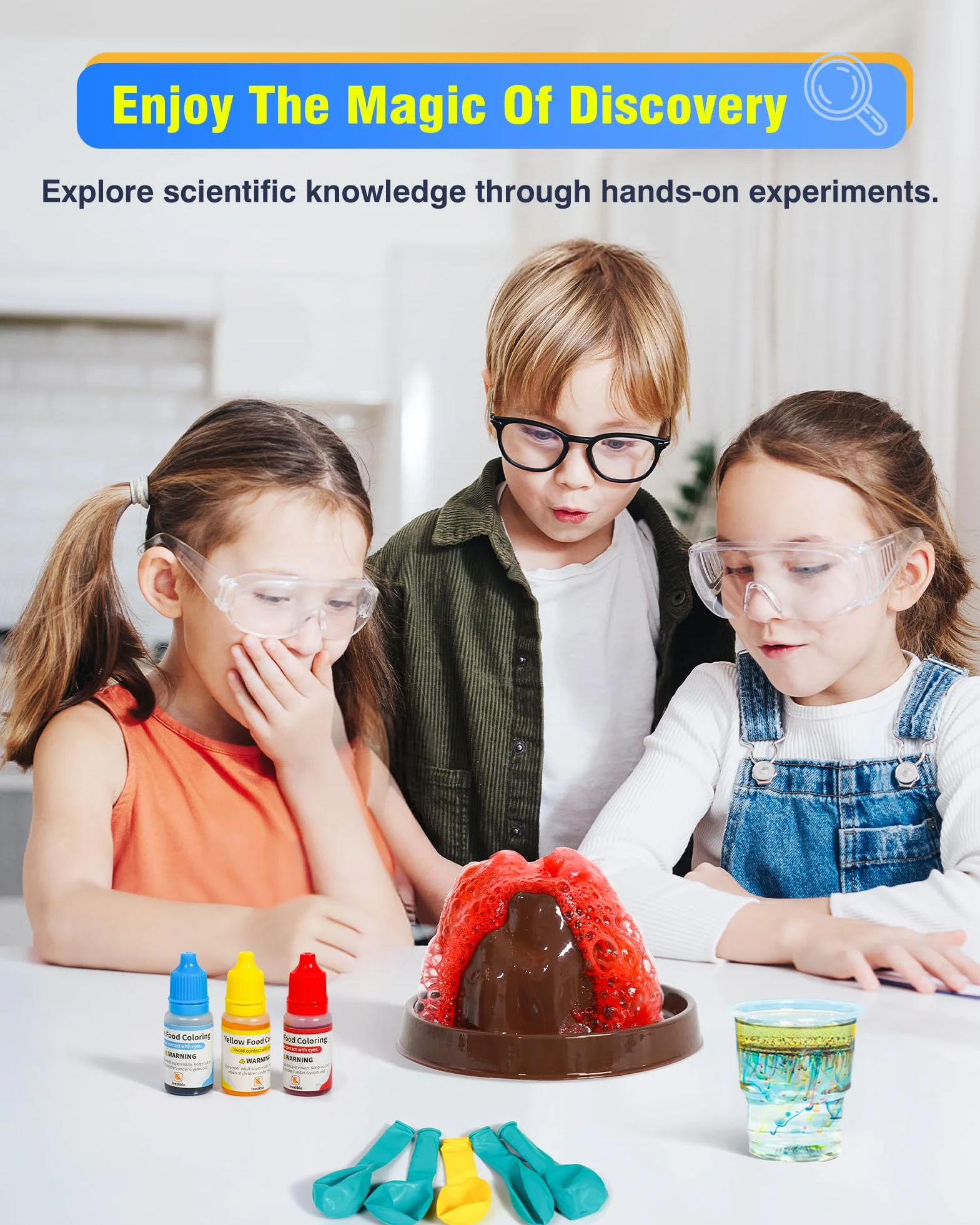 Zestaw 60+ Science Experiment Kit dla dzieci od 5+, STEM zabawka edukacyjna, pierwszy zestaw naukowy dla chłopców i dziewczynek, prezent urodzinowy