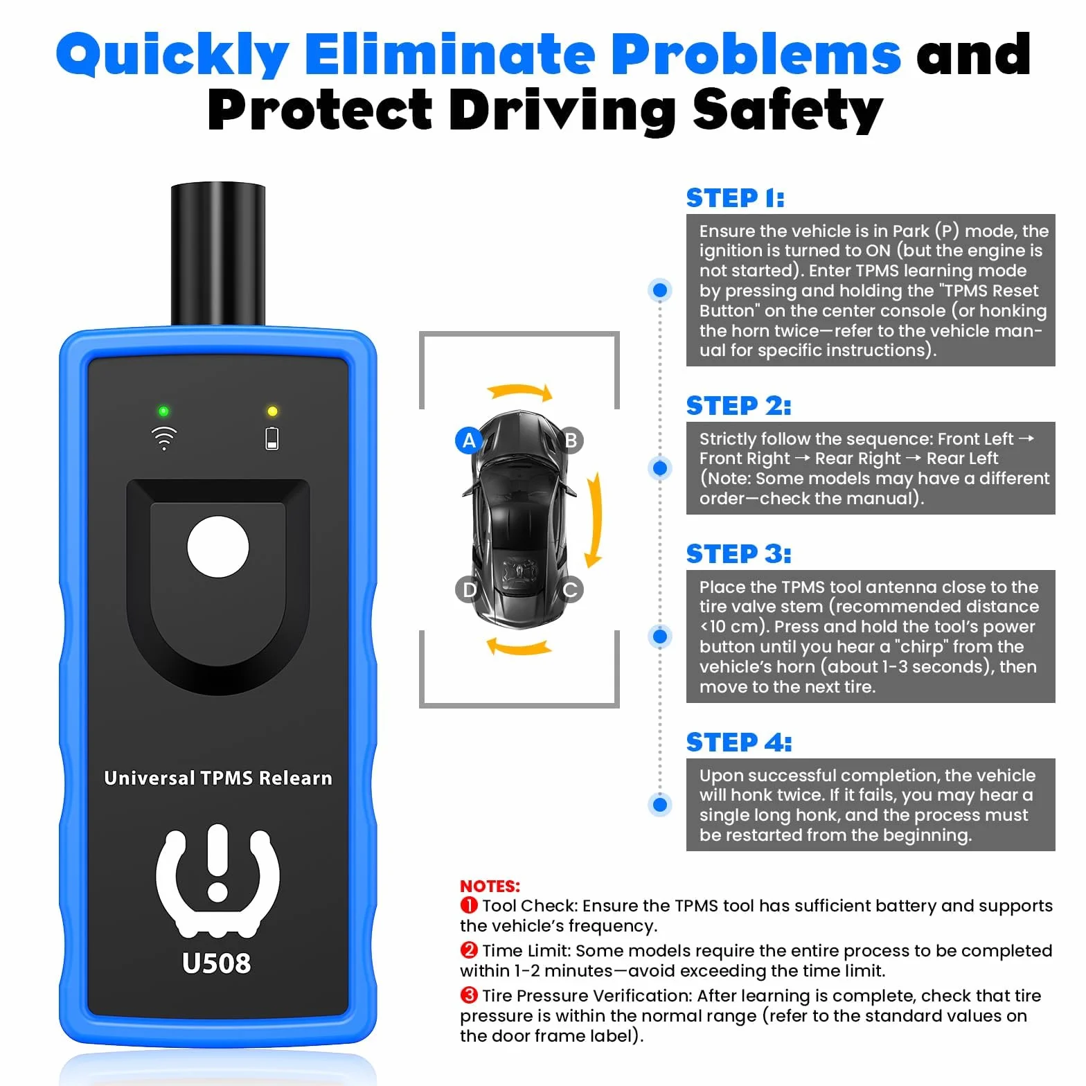 OBDResource Uniwersalne narzędzie TPMS Relearn do Mercedes Benz, Opel, GM, Ford Czujnik ciśnienia w oponach
