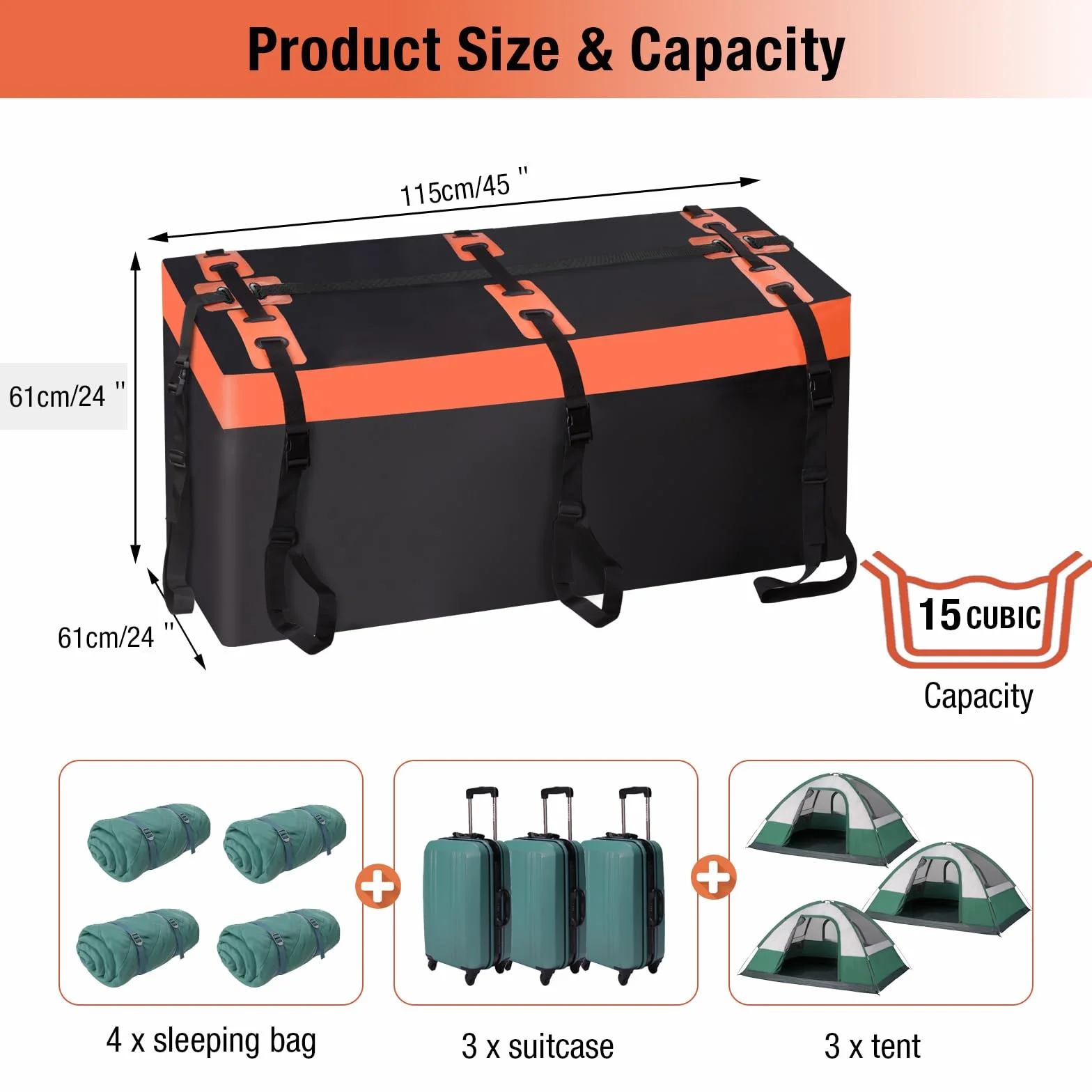Bagażnik dachowy, tylny bagażnik na hak holowniczy, 425 litrów Pro 600D PVC Cargo Rooftop Box, wodoszczelny, odporny na rozerwanie, składany bagażnik