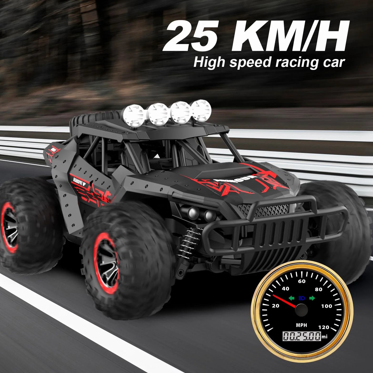 Zdalnie sterowany samochód offroad dla chłopców, na zewnątrz, z 2 akumulatorami, 70 minut, skala 1:16, RC Buggy 25 km/h, 2,4 GHz, zdalne sterowanie radiowe, samochód wyścigowy, Crawler Truck, samochód