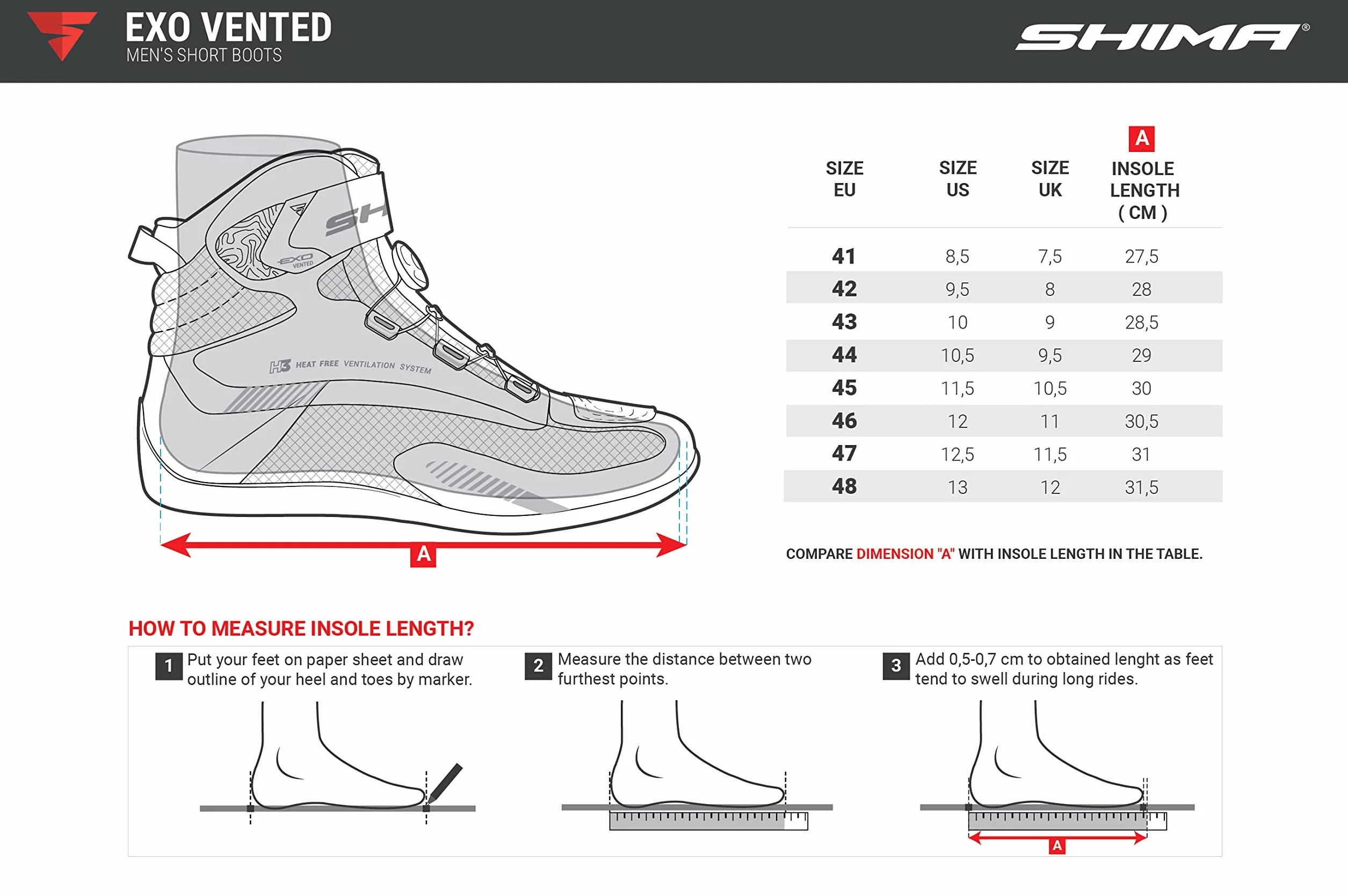 SHIMA EXO Vented męskie buty motocyklowe czarne 43