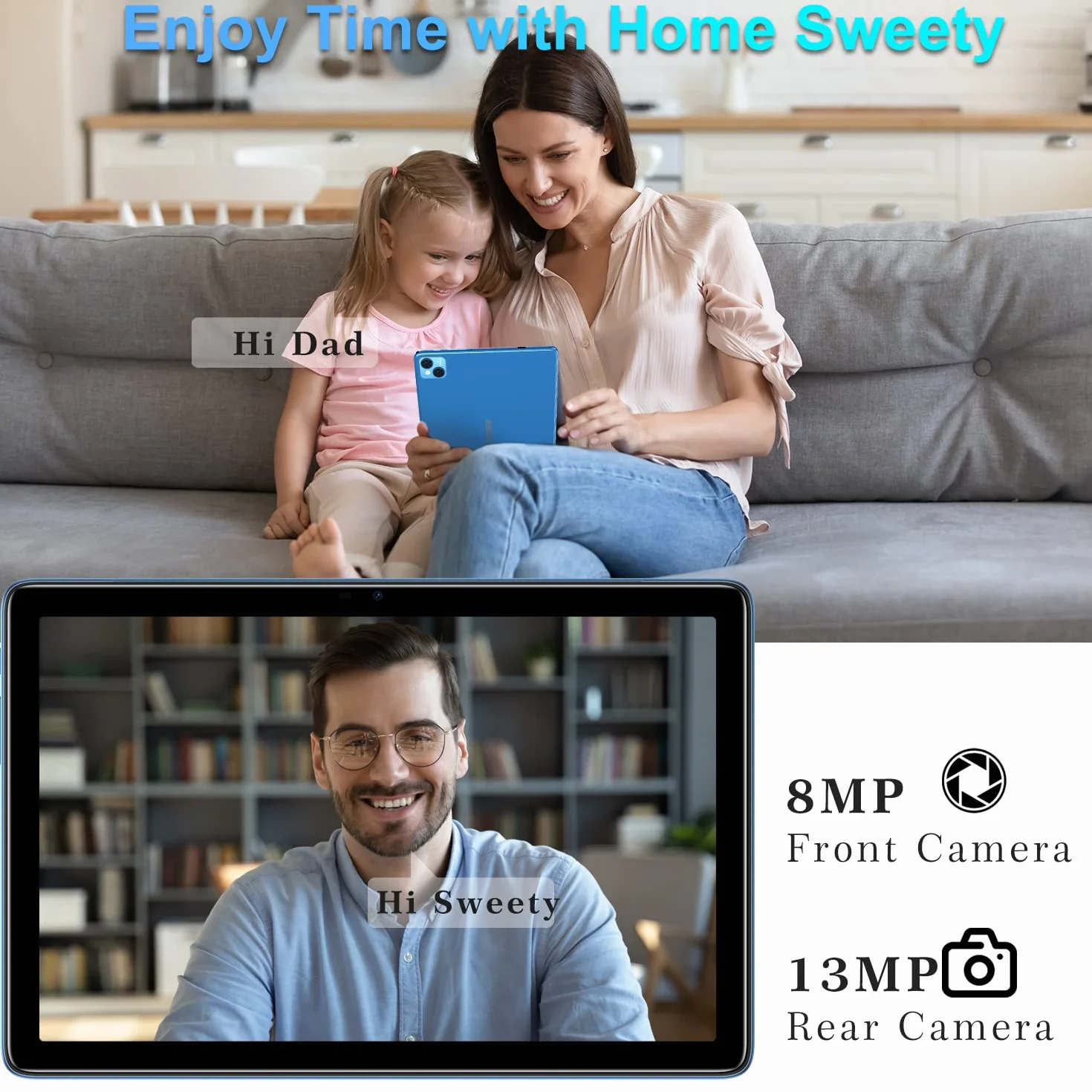 Tablet 10,1 cala, tablet 15 GB RAM 128 GB ROM (1 TB rozszerzany), Android 12 5G + 2,4G WiFi |13 MP + 8 MP | Ekran HD IPS |8300mAh | Bluetooth 5.1| Niebieski długopis dotykowy