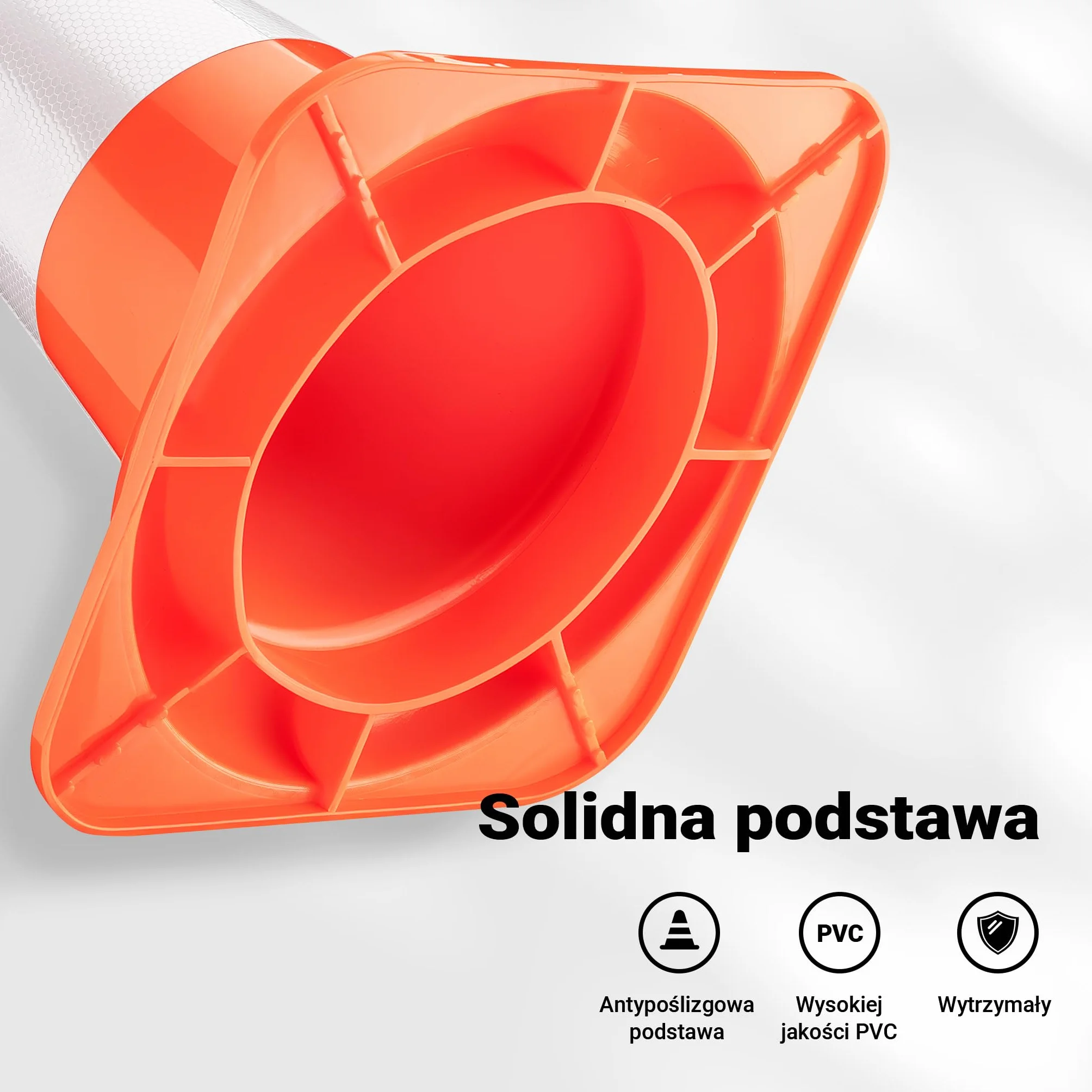 Wiltec Pachołek drogowy o wysokości 50 cm, pomarańczowy słupek, odblaskowy stożek ostrzegawczy z PVC do stosowania na placach budowy