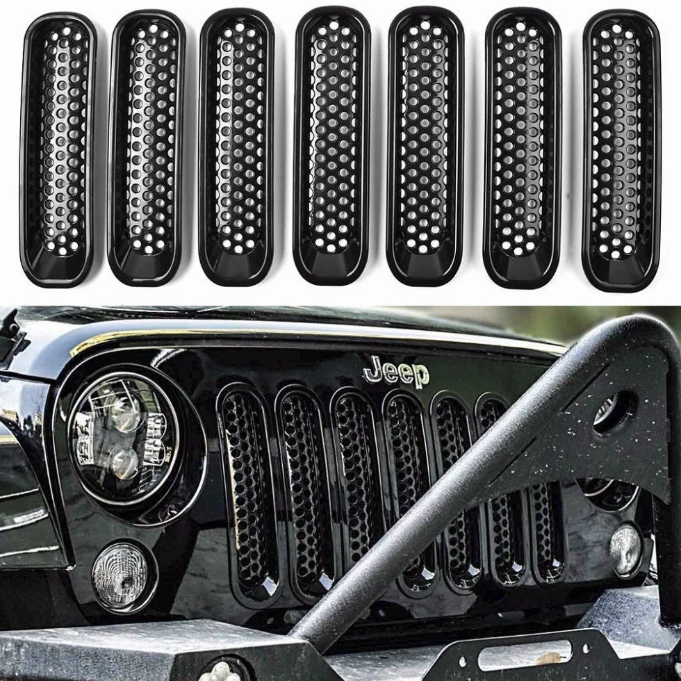 KATUR Czarny zestaw wkładek siatkowych z przodu do Jeep Wrangler JK 2007-2015