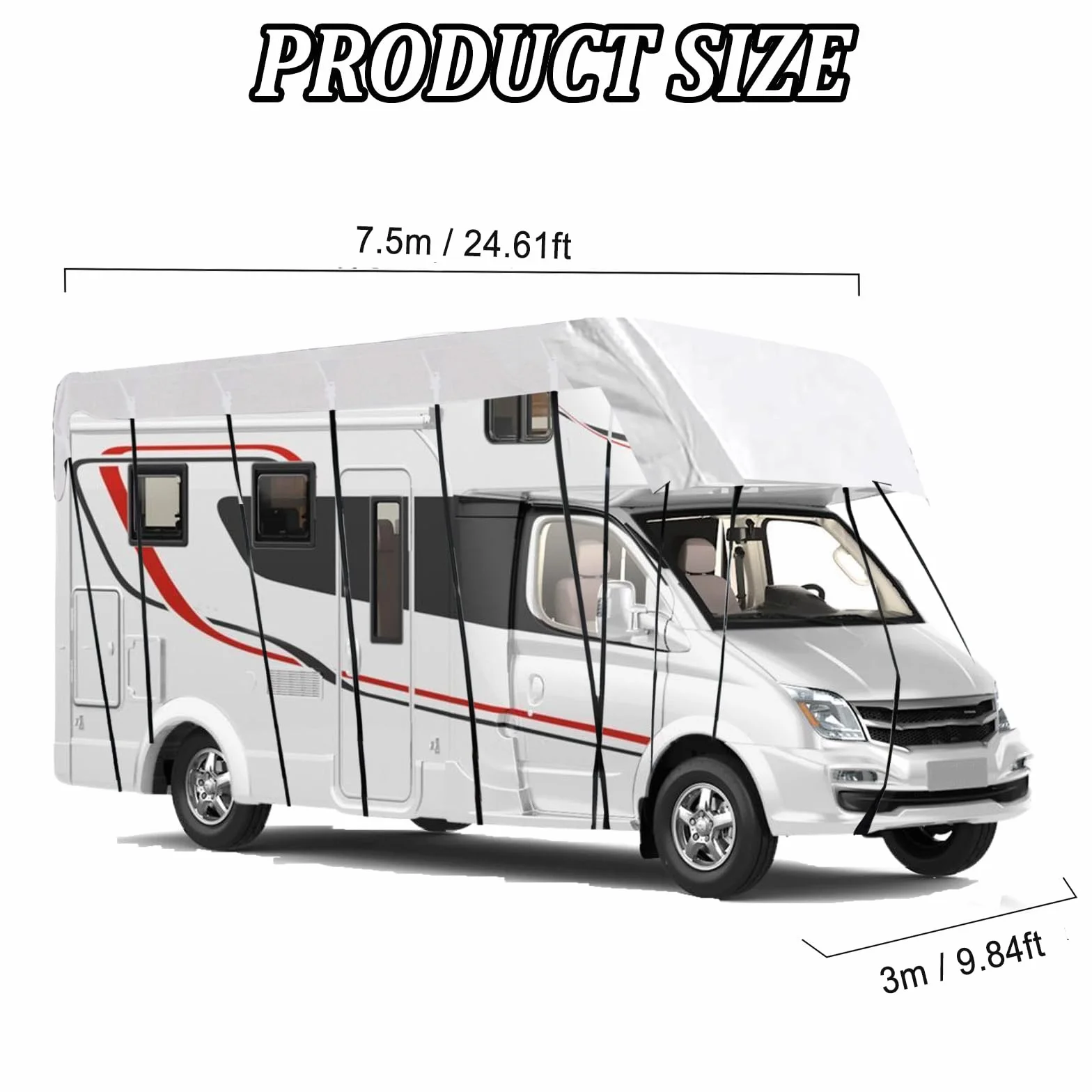 Pokrowiec na kamper Oxford 210D wodoodporny UV 7,5x3 m srebrny