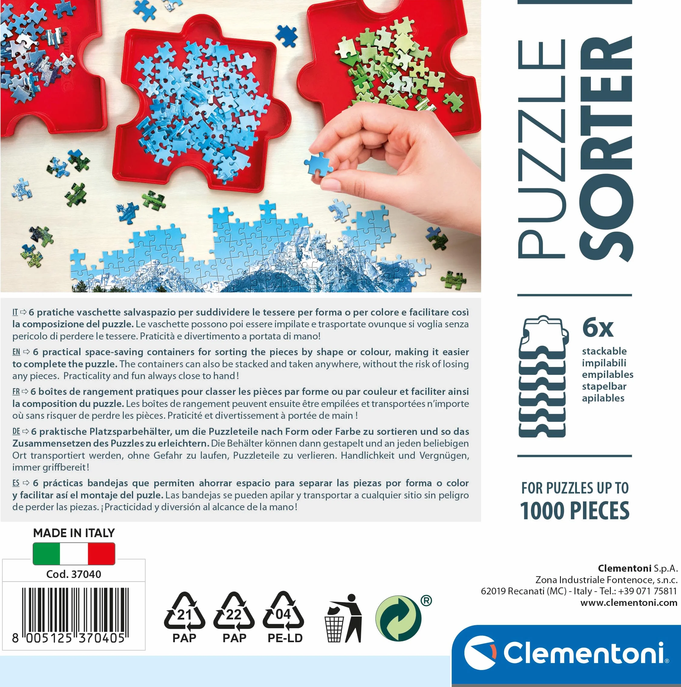 Clementoni Sorter Puzzli, Wielokolorowy, 6 Elementów
