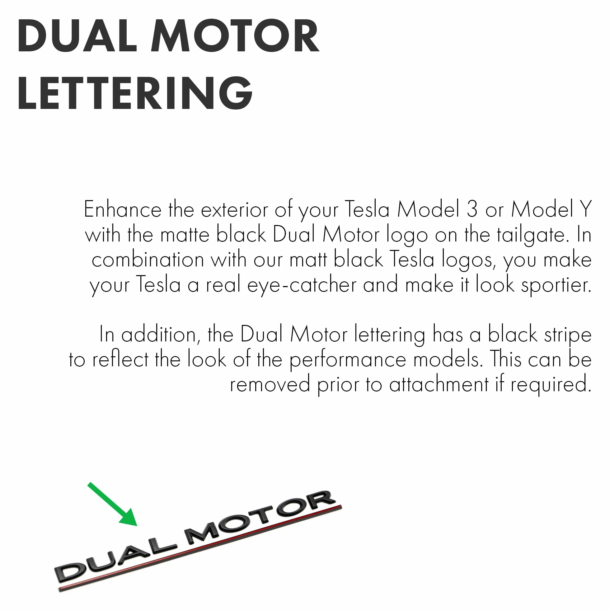 Emblemat Dual Motor czarny matowy z czerwonym podkreśleniem do Tesla Model Y/3