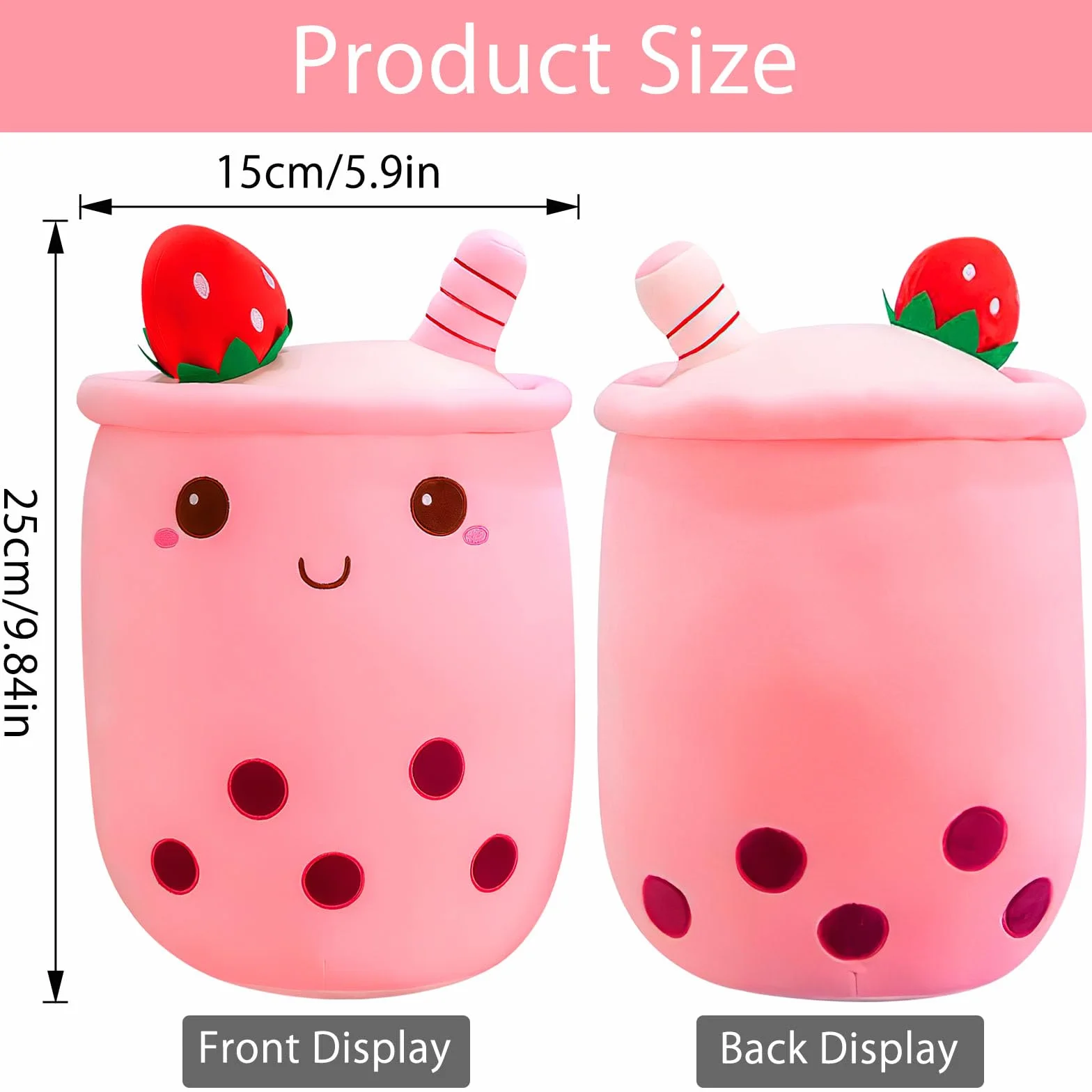 DAWRIS Bubble Tea pluszowa poduszka, pluszowa zabawka, 25 cm, herbata mleczna, filiżanka, pluszowa poduszka, miękka przytulanka, zabawka na Boże Narodzenie, urodziny (zielona) (różowa)