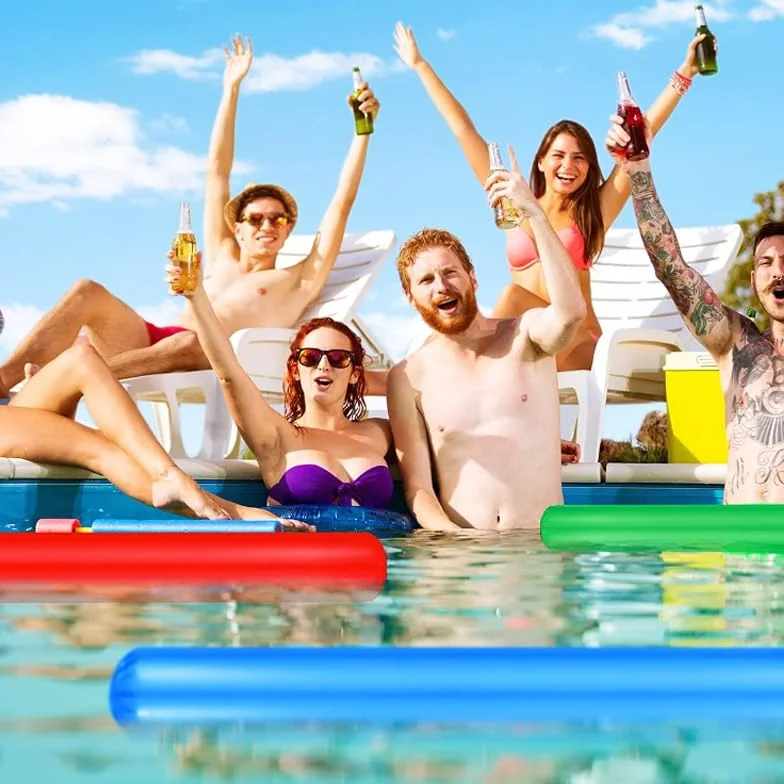 Zestaw 4 pompowanych noodli do basenu, dla dzieci i dorosłych, odpowiednie na plaże, parki wodne