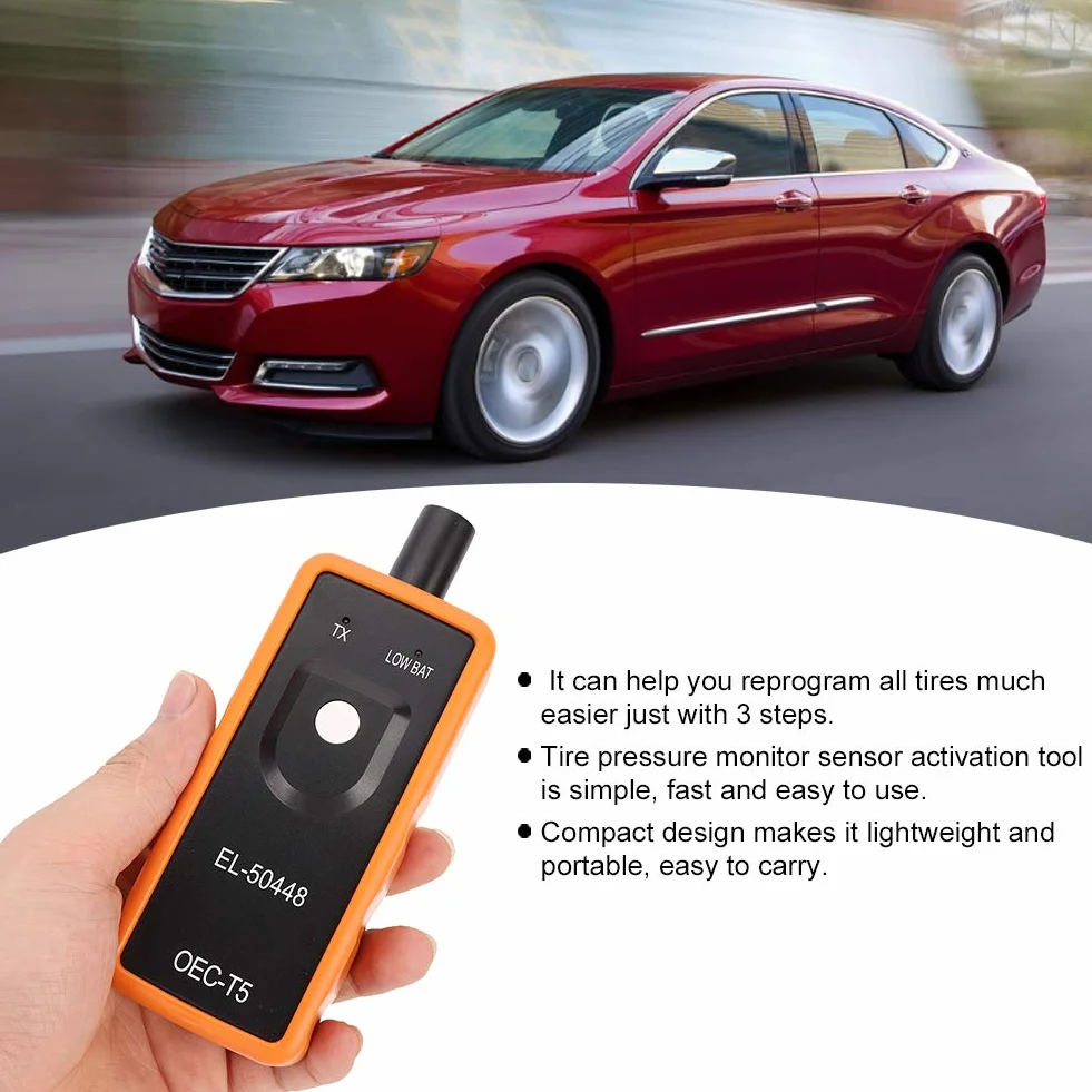Narzędzie do Resetowania Ciśnienia w Oponach, Narzędzie do Aktywacji Ciśnienia w Oponach 9V Uniwersalny Czujnik Ciśnienia w Oponach TPMS Reset Relearn Narzędzie do EL-50448 Wersji