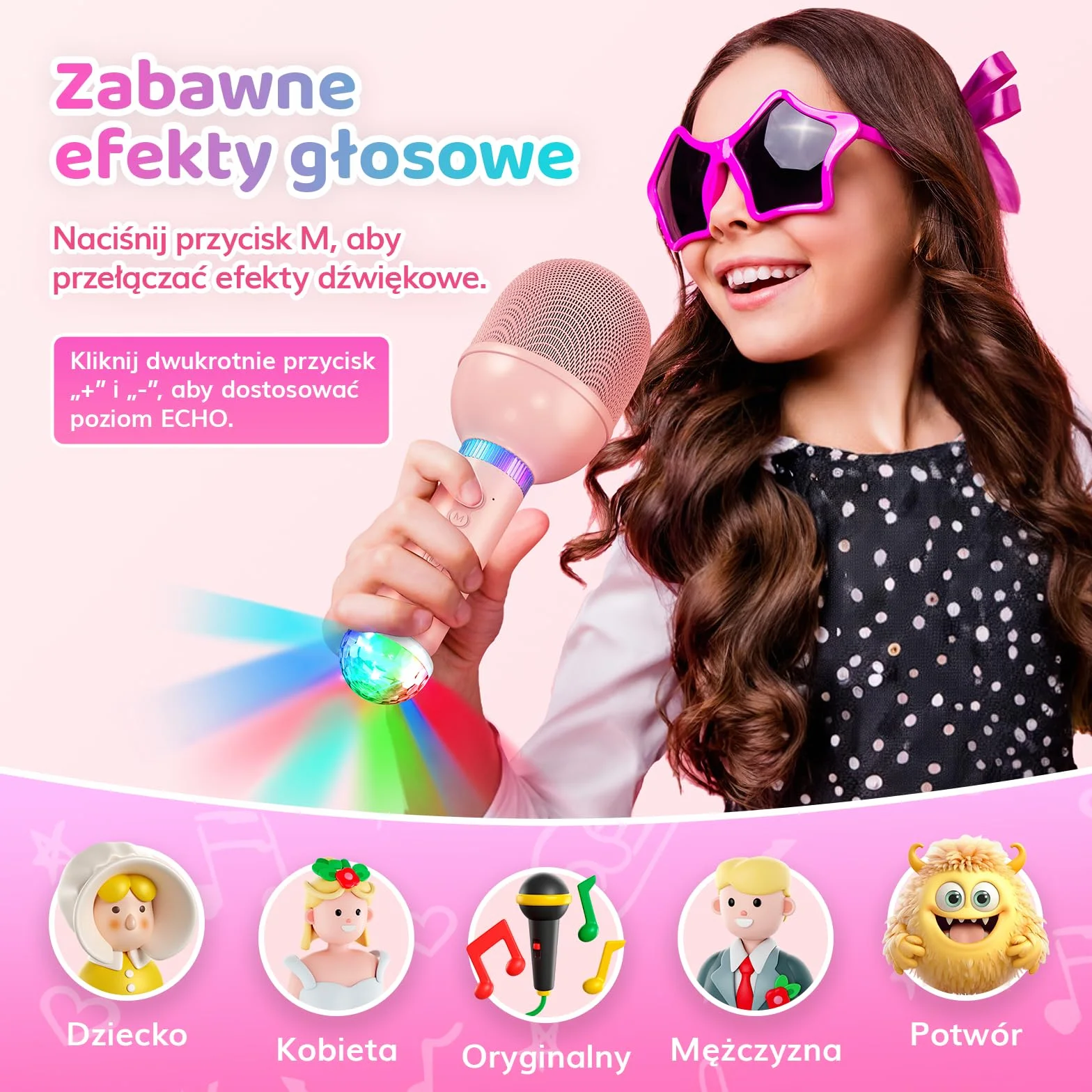 TONOR Bezprzewodowy mikrofon do karaoke dla dzieci, mikrofon bezprzewodowy, prezent i zabawka dla dziewcząt i chłopców, przenośny mikrofon KTV do wielokrotnego ładowania, do śpiewania, bezprzewodowy