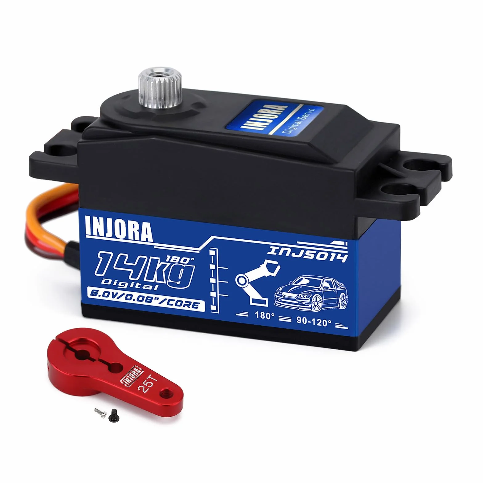 INJORA 14KG Low Profile Wing High Torque Digital Servo z ramieniem 25T do 1/10 1/12 RC Pojazdy Drift Drogowe śmigłowce i samoloty ze stałym skrzydłem