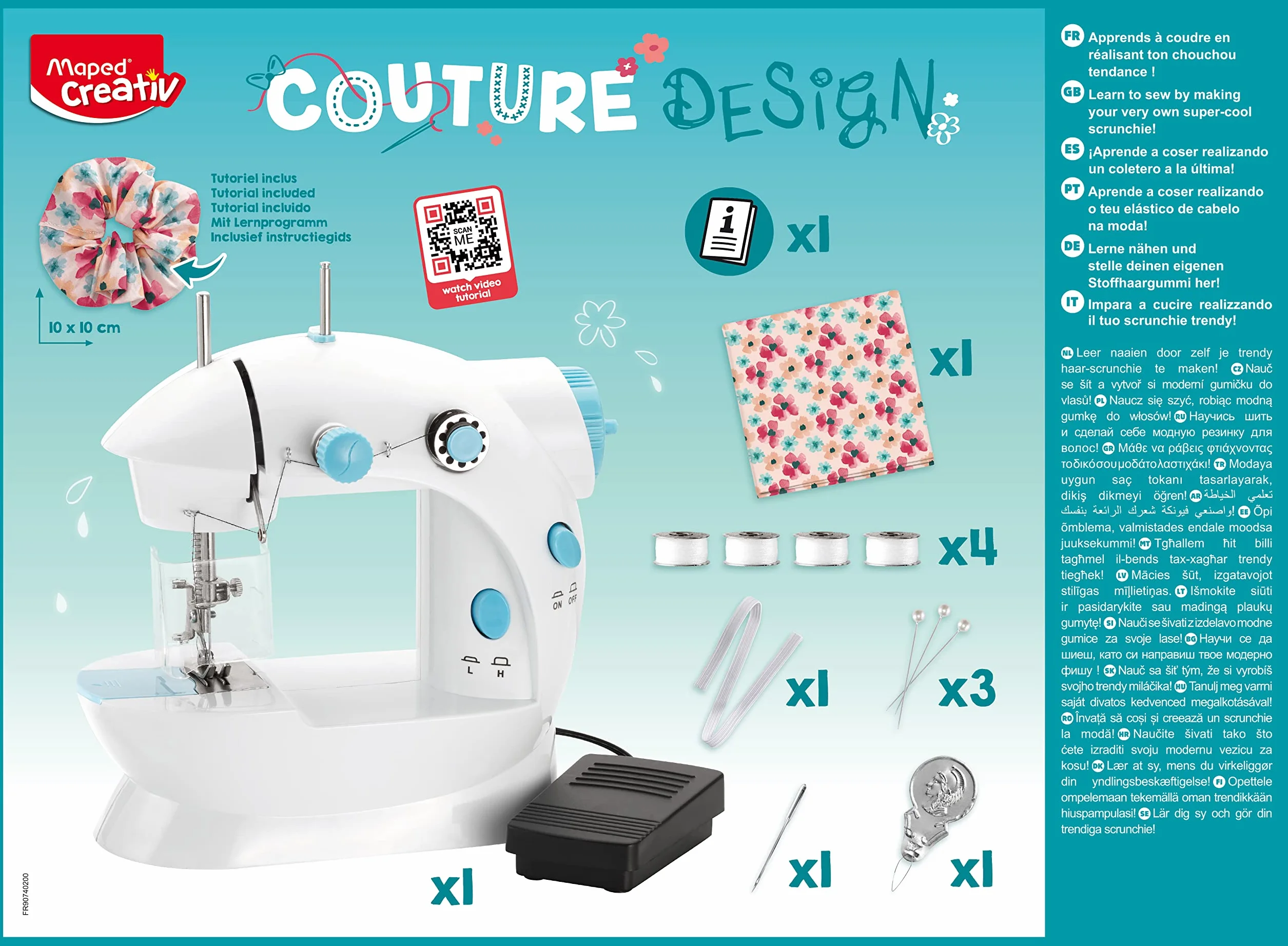 Maped - Maszyna do szycia dla dzieci - Design Couture - Całkowicie bezpieczny - Od 8 lat - Przenośna mini maszyna do szycia ze wszystkimi niezbędnymi materiałami do użytku