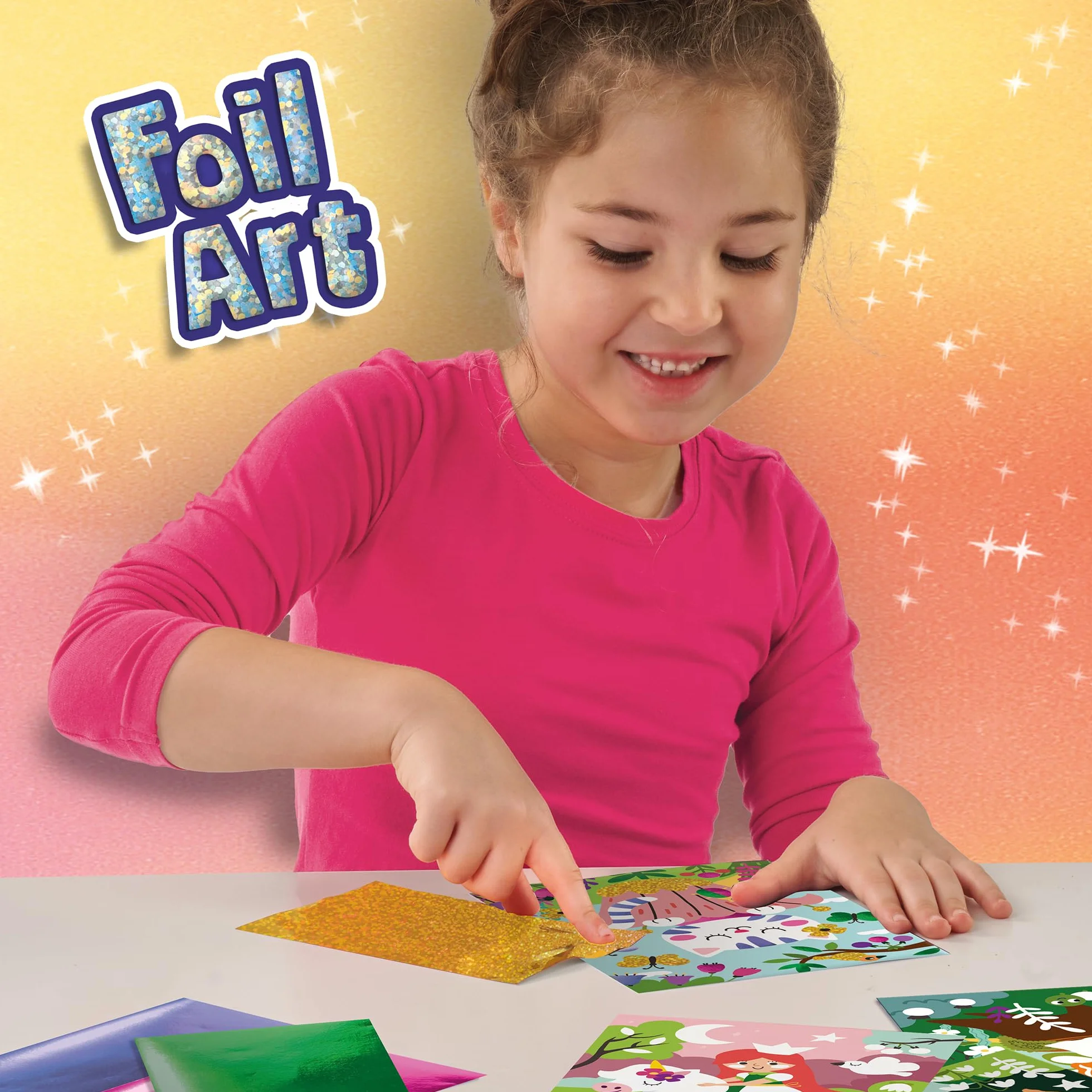SES Creative - Foil Art-Forest wonders - zestaw do majsterkowania dla dzieci - folia do haftowania dla dzieci - cztery różne rodzaje folii - od 5 lat