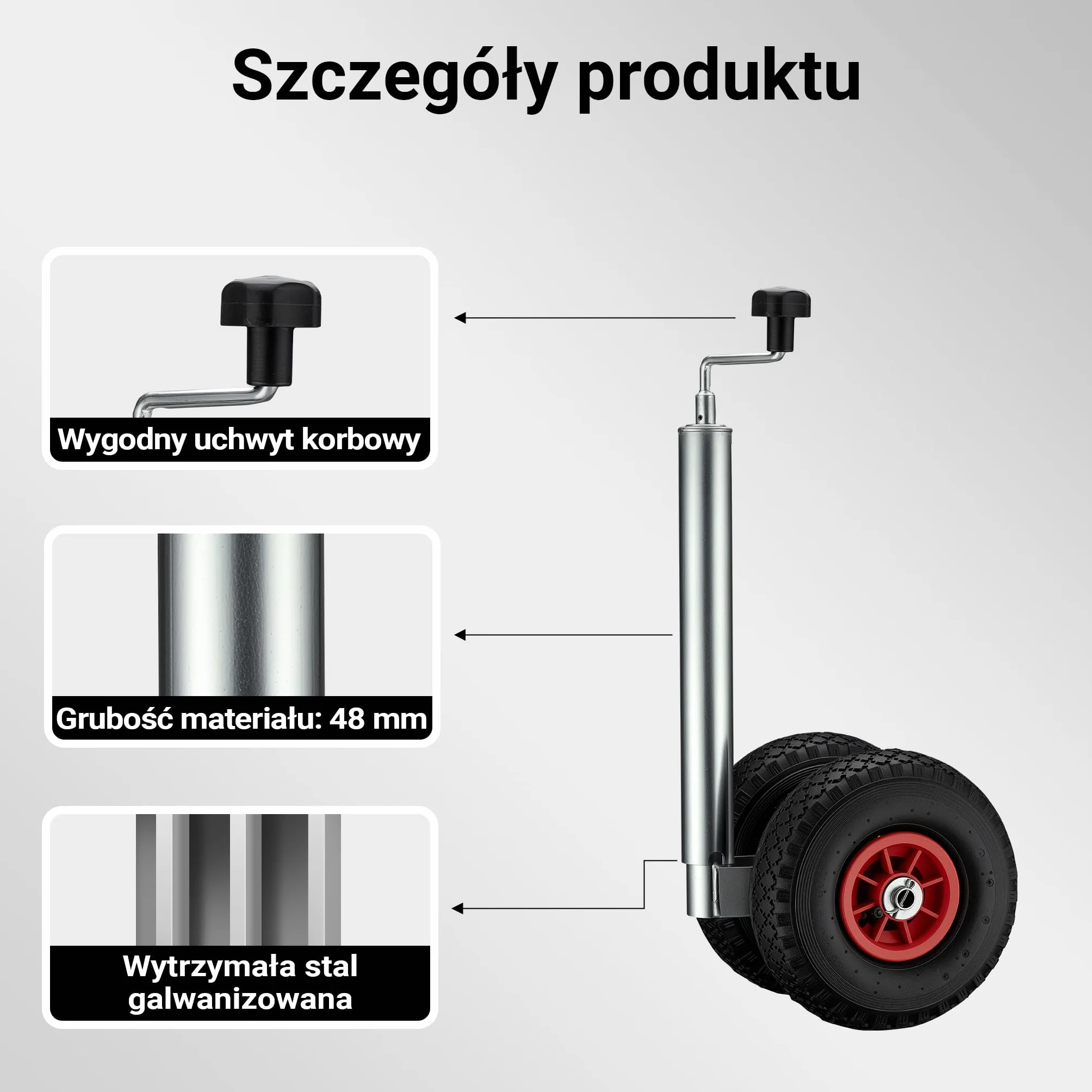 Wiltec Podwójne koło podporowe 260x85 mm 200 kg do przyczep