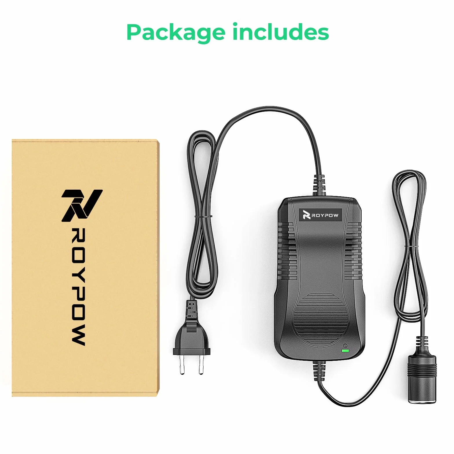 RoyPow Przetwornica napięcia AC na DC 180 W (maks. 200 W) 230 V na 12 V z gniazdem zapalniczki samochodowej