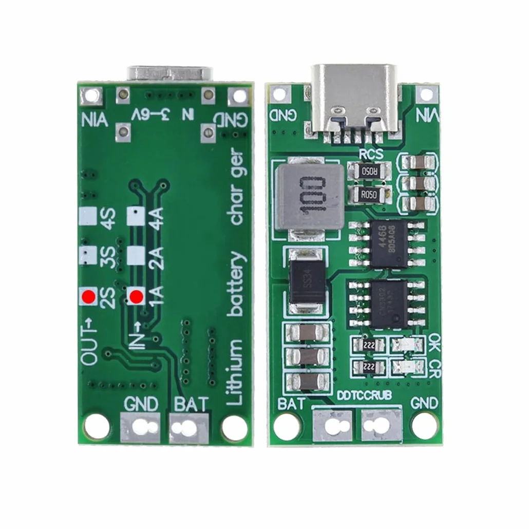 Hailege 2 szt. Multi-Cell 2S 3S 4S Step-Up Boost LiPo polimerowa płyta ładująca litowo-jonowa USB-C do 8,4 V 12,6 V 16,8 V (2S 1A) 7,4 V 11,1 V 14,8 V 18650 moduł boost baterii litowej typu C