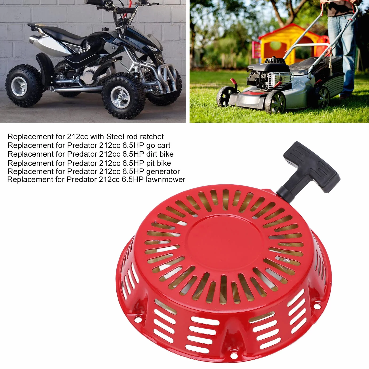 Rozrusznik Odrzutowy 215mm 8.5 Cala Czerwona Pokrywa 212cc 6.5HP 7HP OHV Silnik Gokart Pit Bike