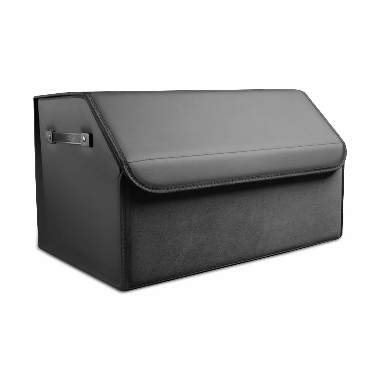 Ergocar Organizer do bagażnika samochodowego, składany organizer do bagażnika samochodowego ze skóry PU i zamszu, z pokrywą i uchwytami, wielofunkcyjny, niezbędne akcesoria samochodowe