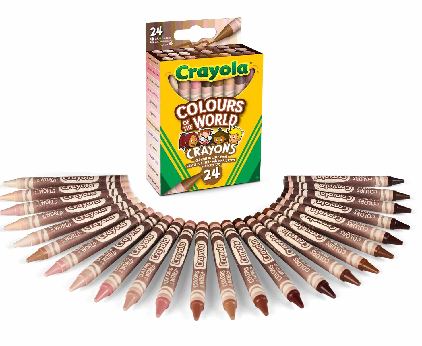 CRAYOLA Colours of the World Kredki woskowe – różne kolory (24 sztuki) | kolory, które reprezentują odcienie skóry z całego świata, idealne dla dzieci w wieku od 3 lat