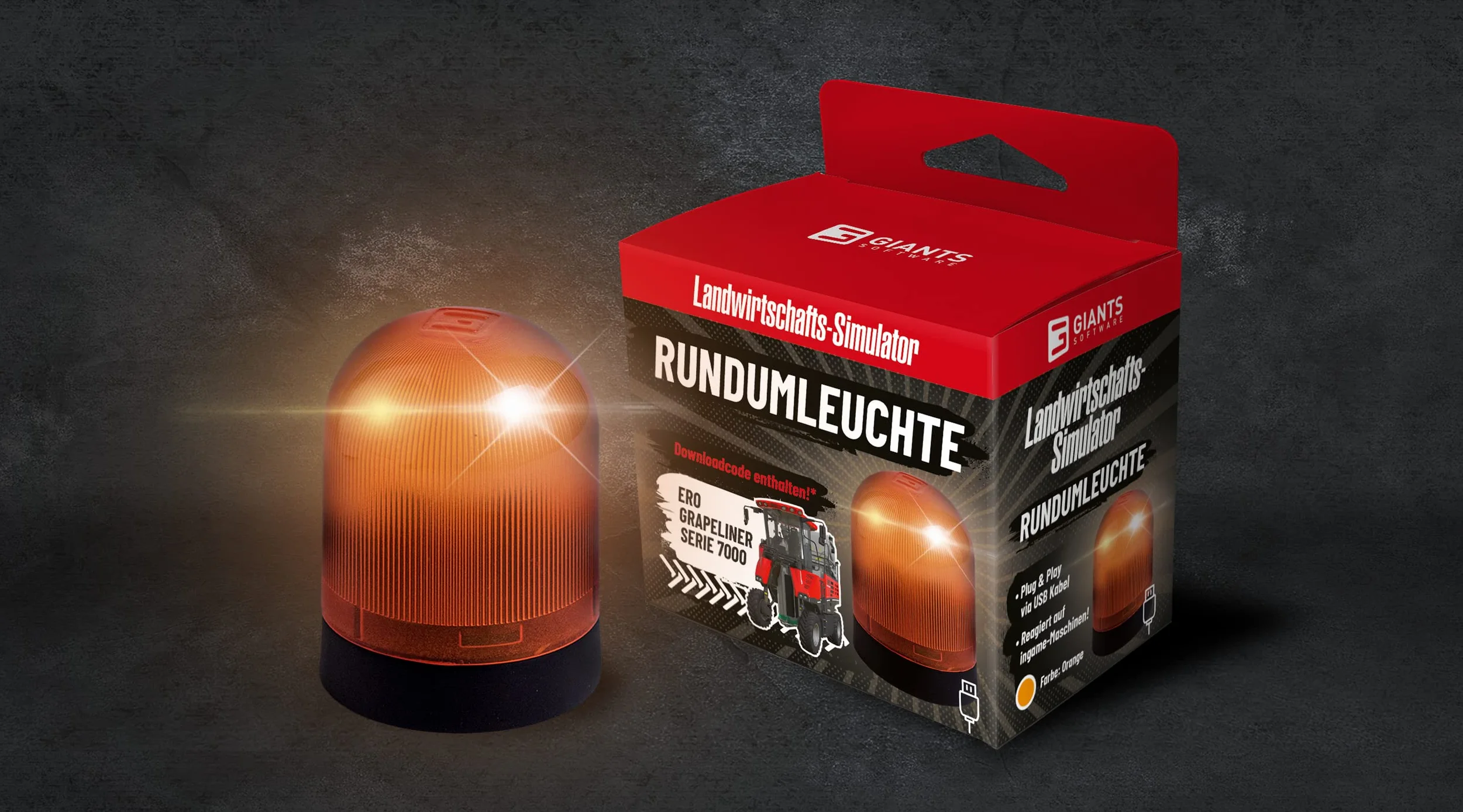 Farming Simulator Symulator rolnictwa Beacon Light - Światło obrotowe (reaguje na maszyny w grze, złącze USB typu A, 8 diod LED, akcesoria)