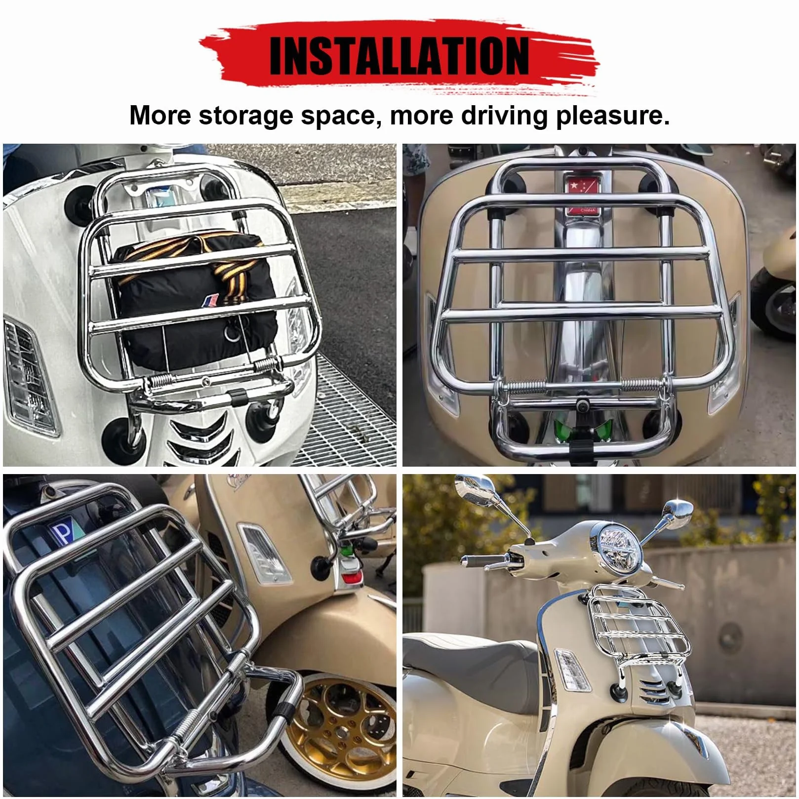 Przedni stojak na sakwy do Vespa GTS 300 125 200 250 2018-2025, PSLER stojak na sakwy, uchwyt bagażowy na motocykl (srebrny)