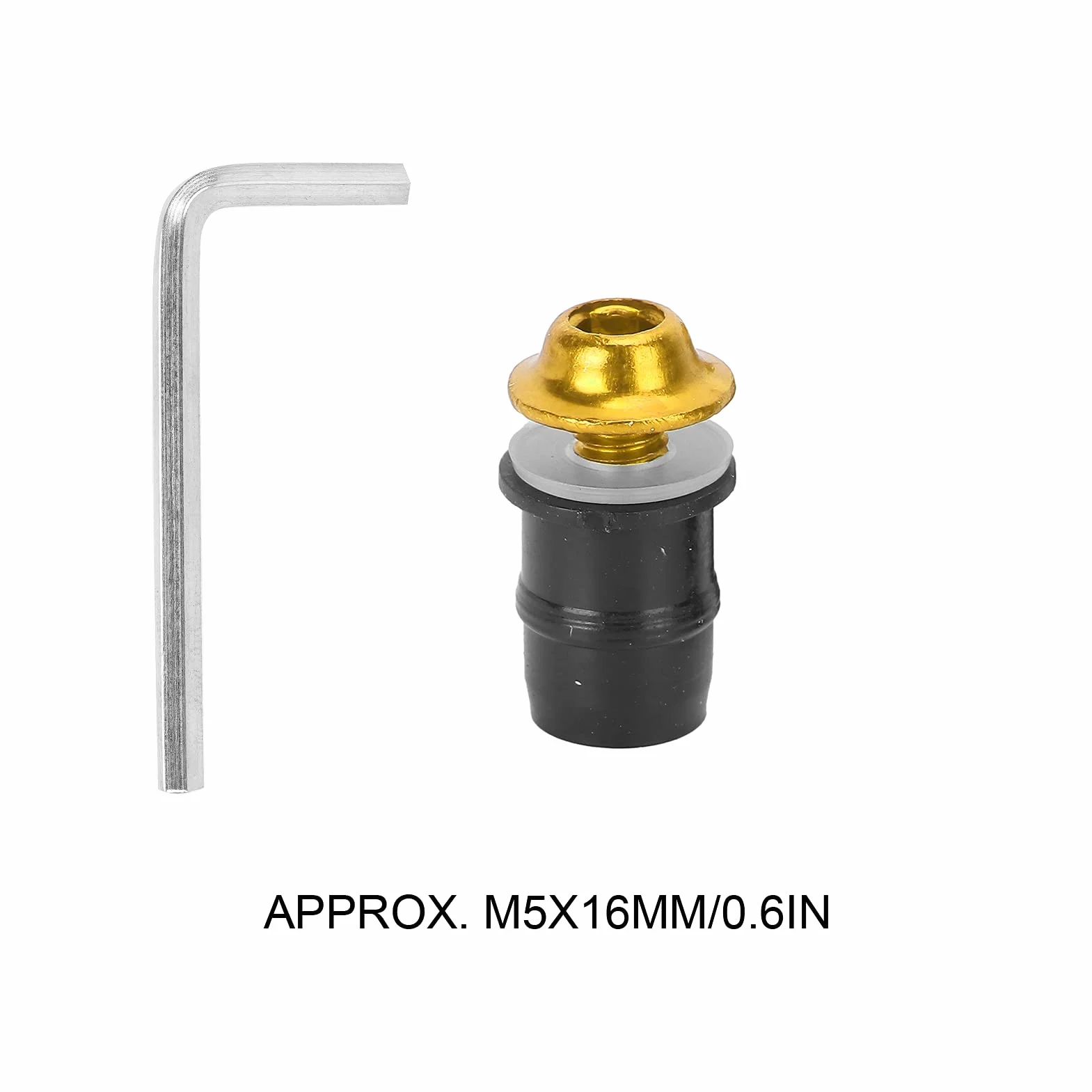 Les-Theresa 10 sztuk Motocykl M5x16mm/0.6 cal Szyby Śruby Śruby Uniwersalny Zestaw z kluczem(Złoty)