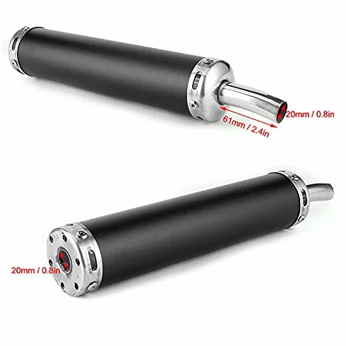 Tłumik wydechowy, tłumik wydechowy motocykla ze stali nierdzewnej Tłumik 20mm / 0,8 cala Motocyklowy tłumik wydechowy do motocykla 2-suwowego(czarny)