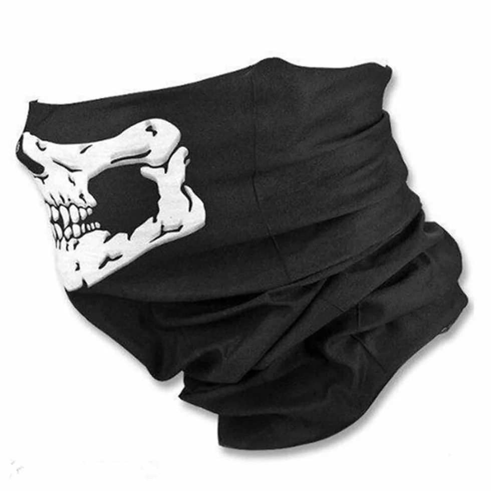 Janzoom 2 szt. maska na twarz motocyklowa czaszka maska pół twarzy motocykl szyja nakrycie głowy na zewnątrz narty czaszka impreza maski sport Halloween maska na rower motocykl kolarstwo czarna, Czarny