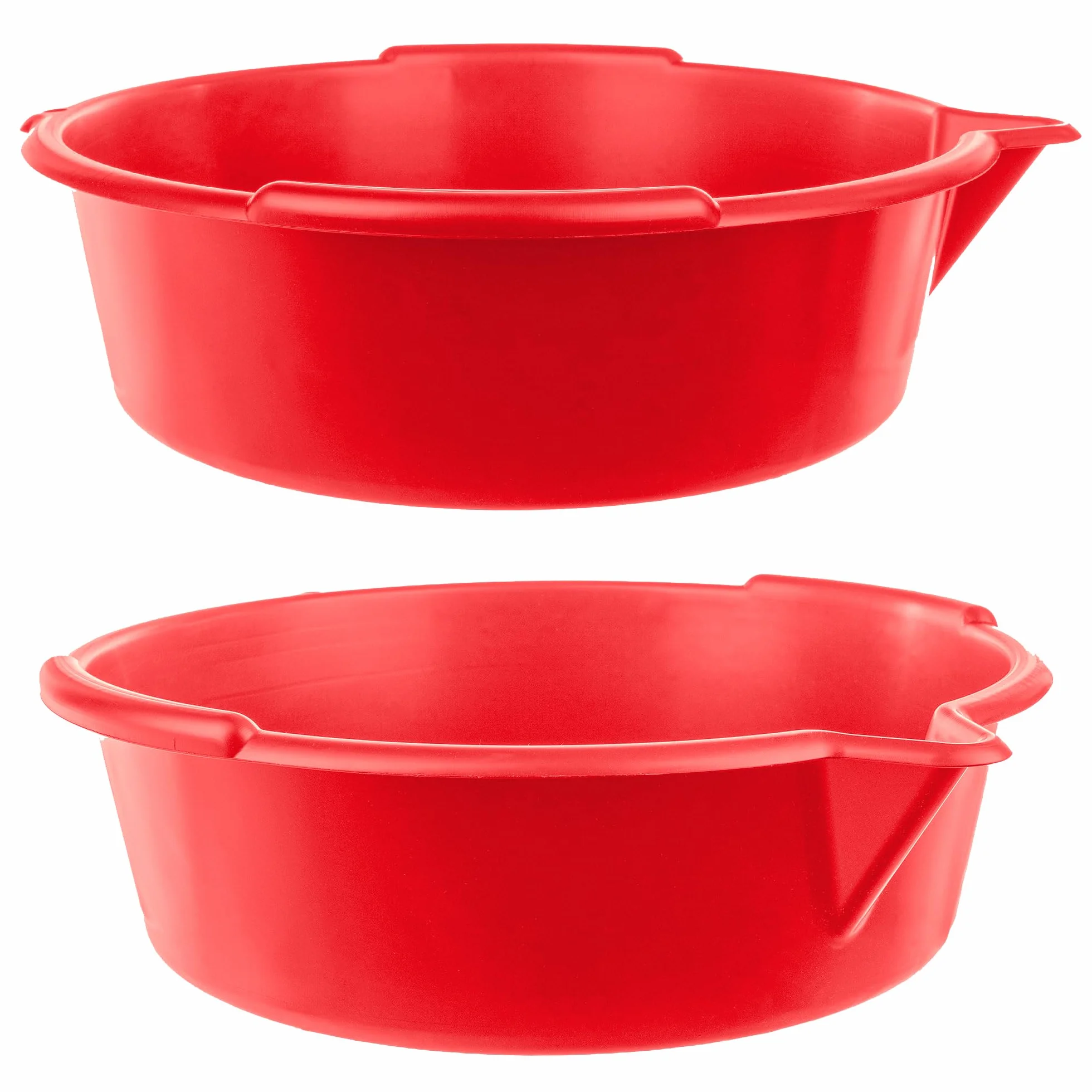 KADAX Brytfanna na olej ze zlewakiem 8L, wanna do spuszczania oleju śr. 39 cm, wielofunkcyjna wanna z tworzywa sztucznego, wanna do czyszczenia do zmiany oleju z uchwytami (czerwona)