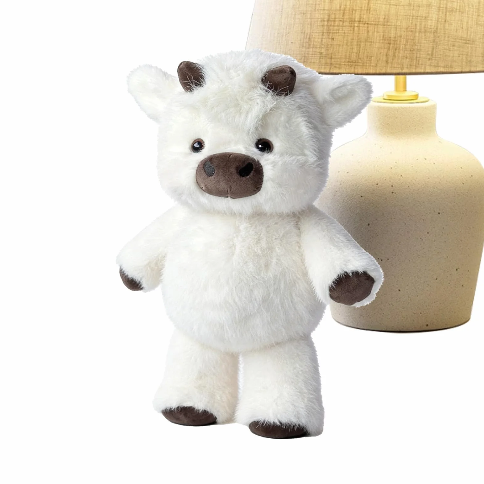 Cute Huggables Cow, Soft Stuffed Animal, 17.7inch Plush Toy with Fuzzy Texture, Resilient Cotton Cattle Doll, Adorable Figure with Realistic Style, Nursery Toy for Boys Girls and Bedroom