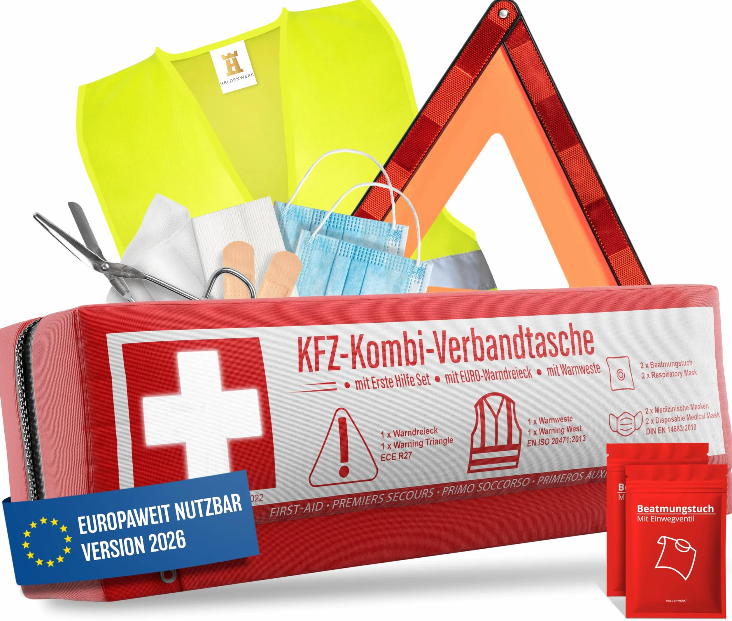 Torba kombi samochodowa 3 w 1 DIN 13164 trójkąt ostrzegawczy apteczka pierwszej pomocy