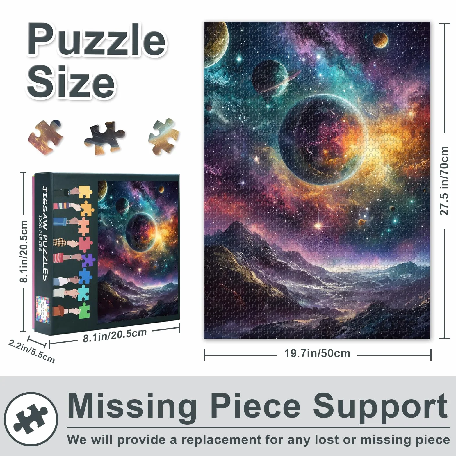 Puzzle planet dla dorosłych, 1000 elementów – Galaxy Hard wymagające puzzle rodzinne, 70 x 50 cm, puzzle Droga Mleczna, puzzle dla kobiet, dekoracja mieszkania (seria Wszechświat)