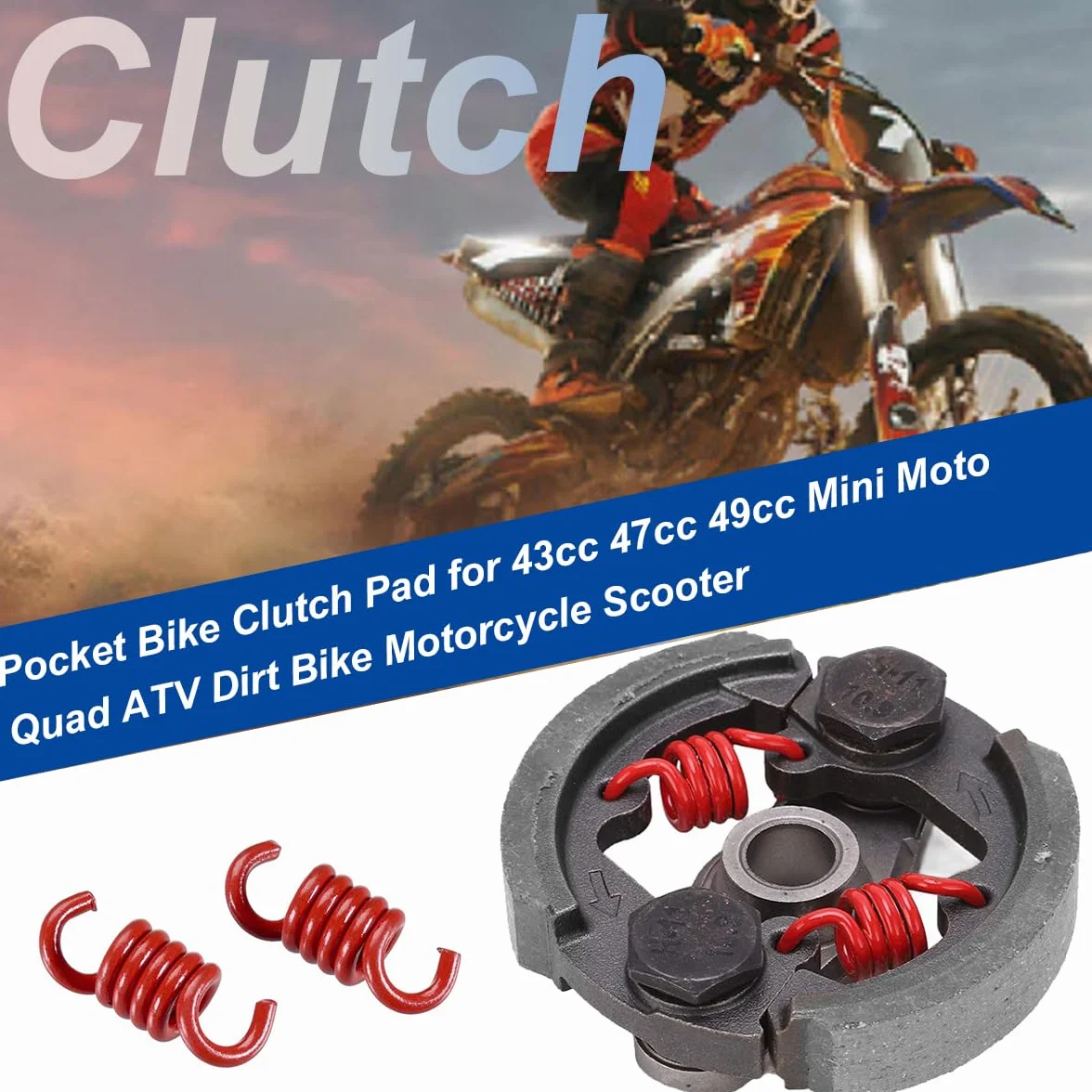 ZAMDOE Sprzęgło sprężynowe do Pocket Bike 2 do 43 CC 47 CC 49 DC 2-suwowy silnik mini motocykl quady motocykl terenowy motocykl cross skuter akcesoria sprzęgła