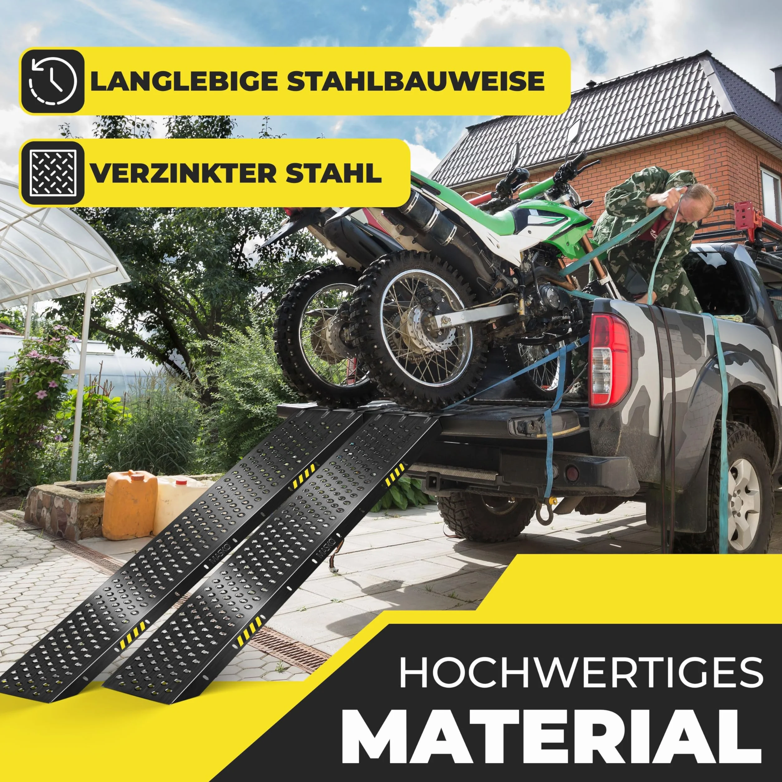 MASKO Rampa najazdowa 400 kg stal ocynkowana antypoślizgowa do motocykli ATV quadów
