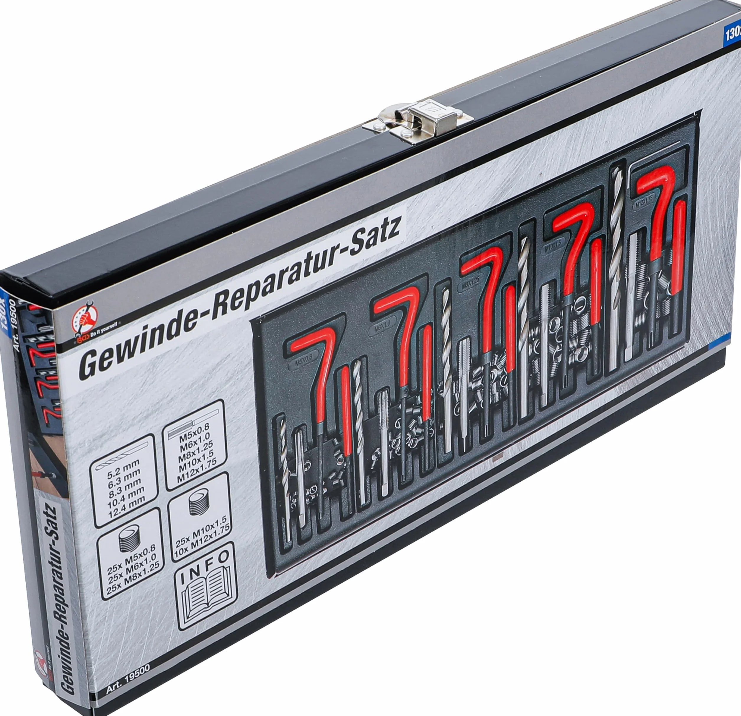 BGS Zestaw do naprawy gwintów M5-M12 130 szt.