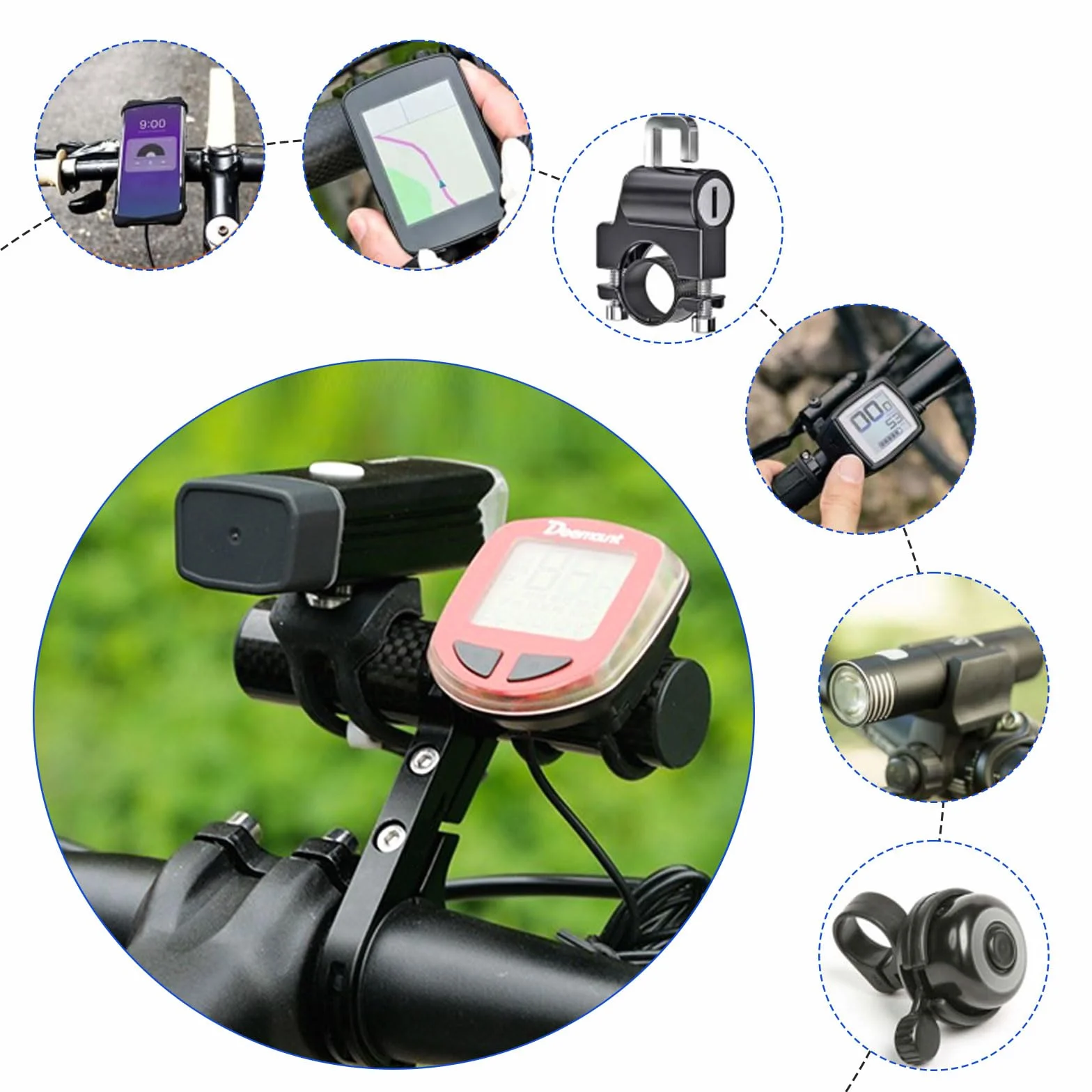 ANBOO Przedłużenie kierownicy rowerowej, 2 sztuki, przedłużenie kierownicy z pojedynczym klipsem, do motocykla, prędkościomierza, światła, telefonu komórkowego, motocykla, 2 sztuki