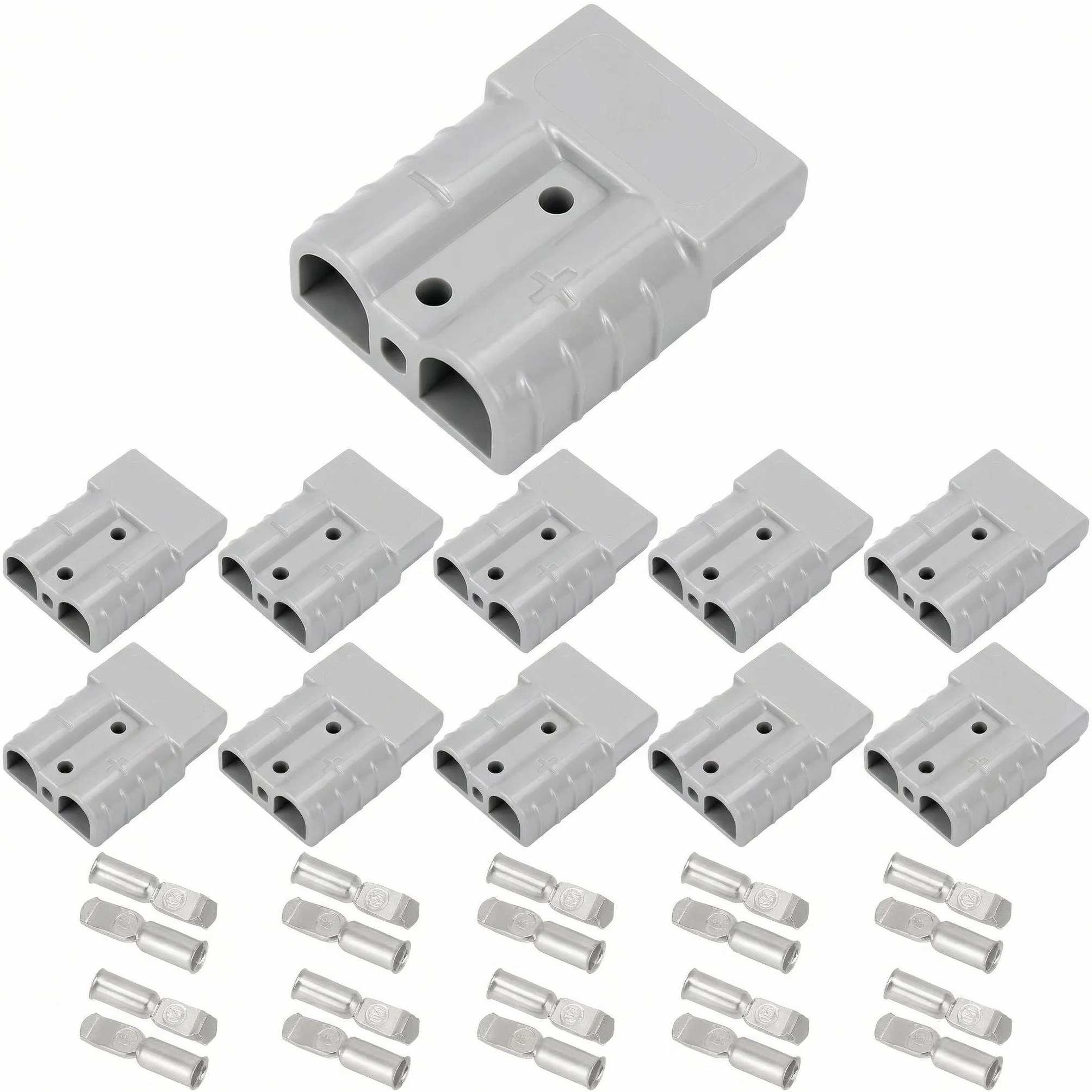 QWORK® 10 zestaw złączy do akumulatorów 50A 600V, szybkozłącze wtykowe do akumulatorów do wózków widłowych, przyczep kempingowych, samochodów, łodzi