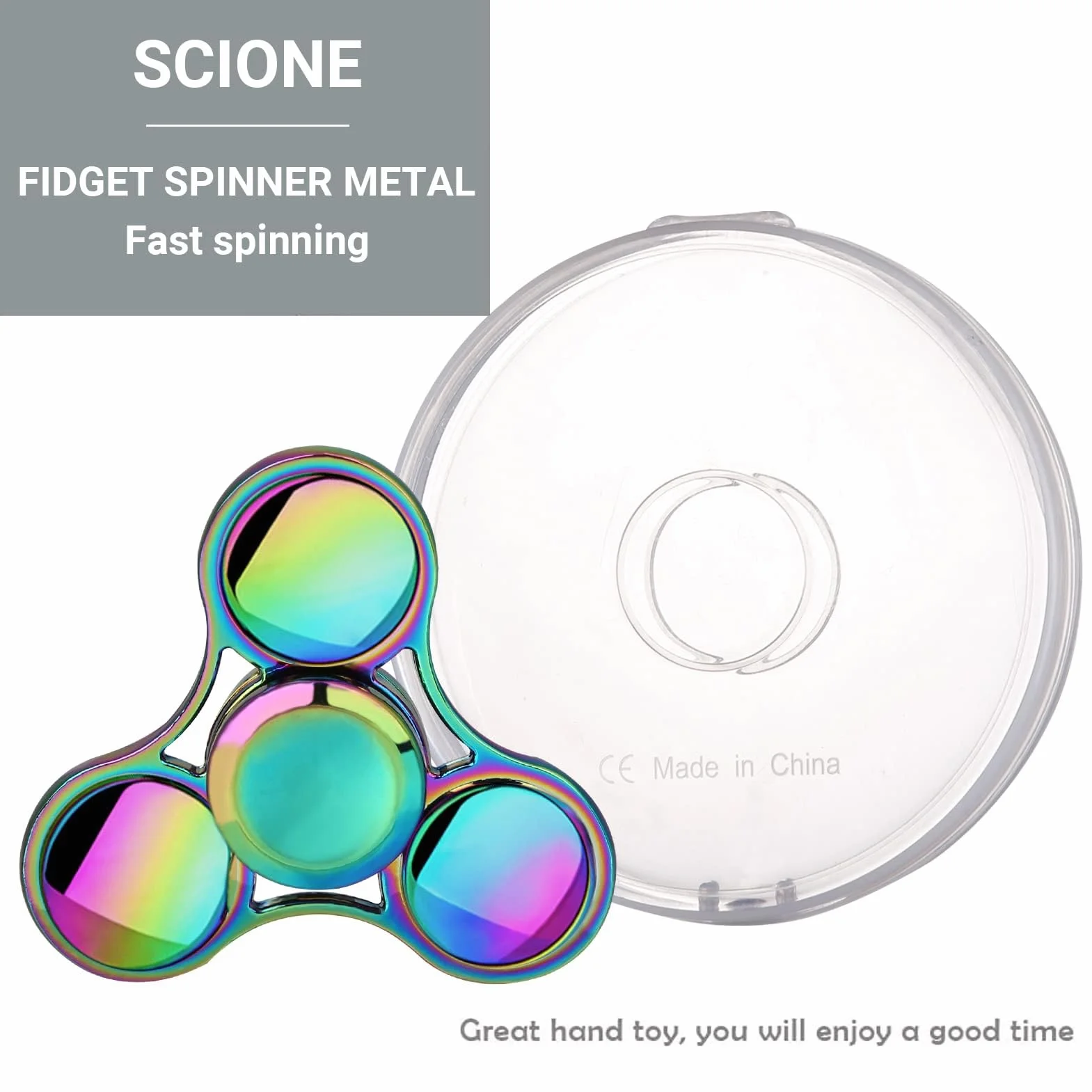 SCIONE Fidget spinner, z metalu, z łożyskiem ze stali nierdzewnej, 3–5 min, wysoka prędkość, dla dzieci, prezent na Wielkanoc (okrągły)