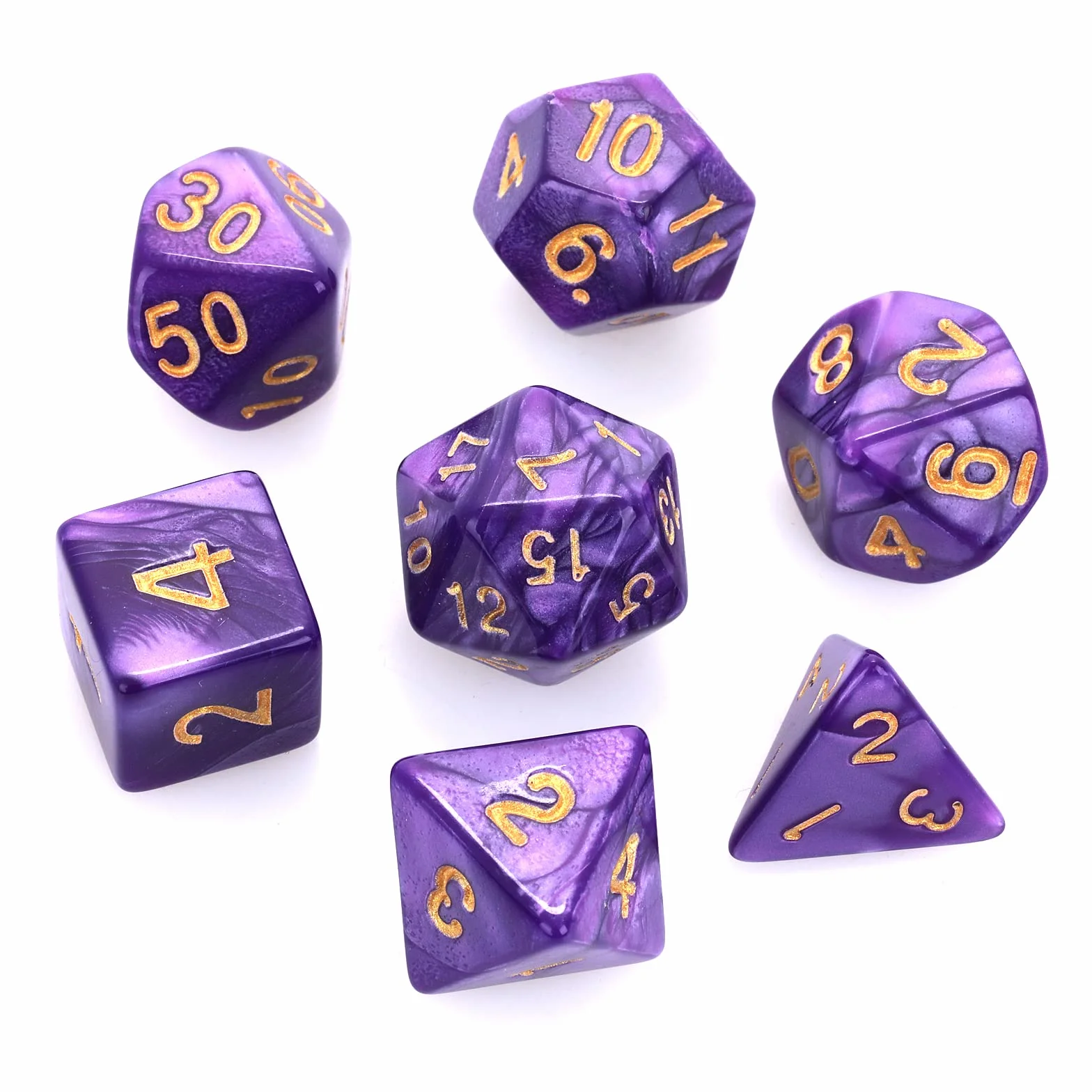 Zestaw kości Dungeon and Dragons, 7 szt., fioletowa, mgławica, kości wielościenne, RPG, gry stołowe, D&D D20, D12, D10, D8, D6, D4, fioletowe