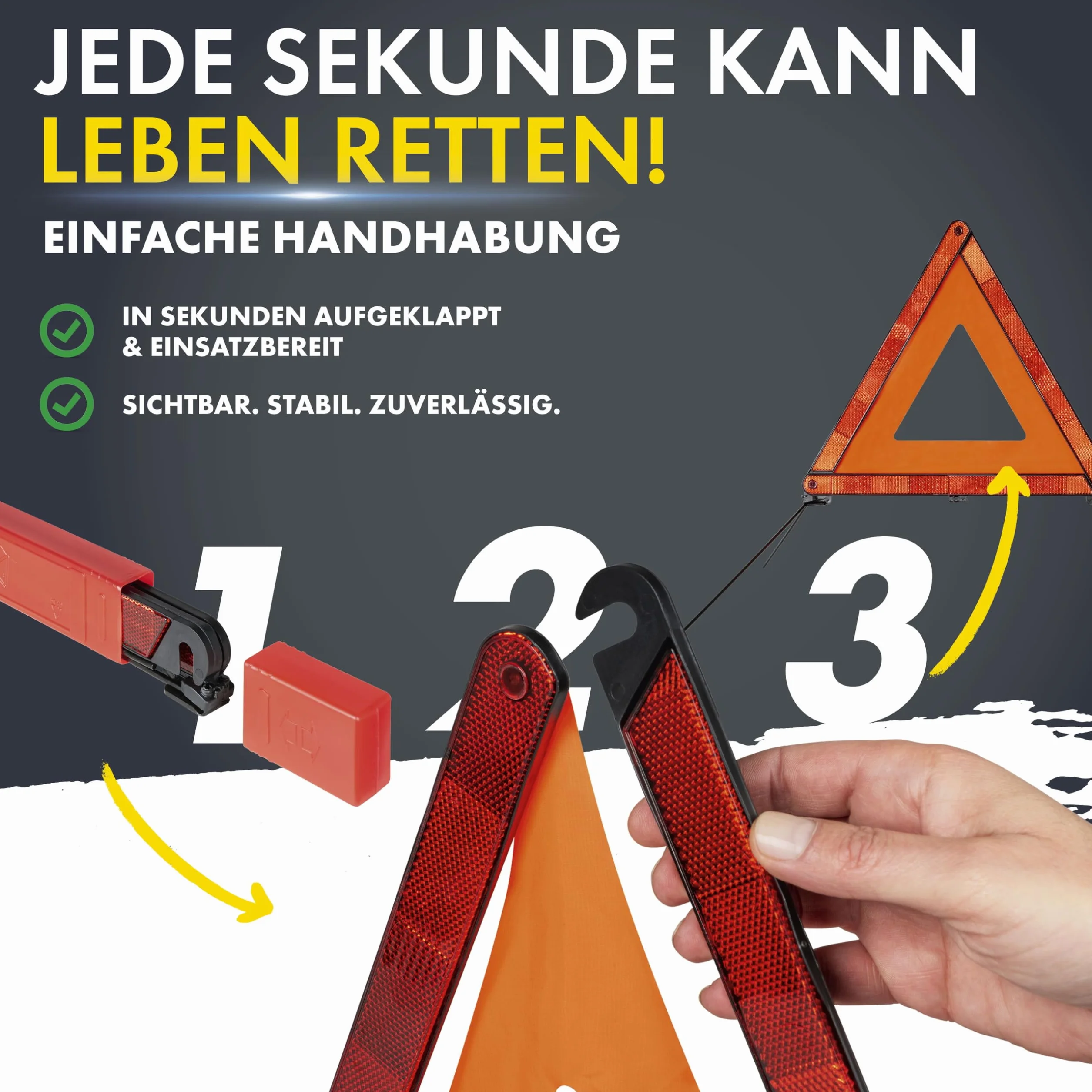 Walser 44266 trójkąt ostrzegawczy z futerałem, czerwony