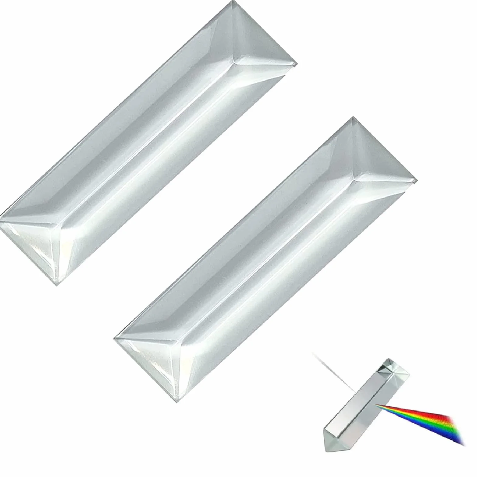 Fotografia pryzmatu, trójkątny pryzmat, szkło optyczne pryzmatu, pryzmat optyczny, kryształowe szkło optyczne, 76 x 22 x 16 mm kryształowy pryzmat, do dekoracji spektrum światła odbijającego kolory