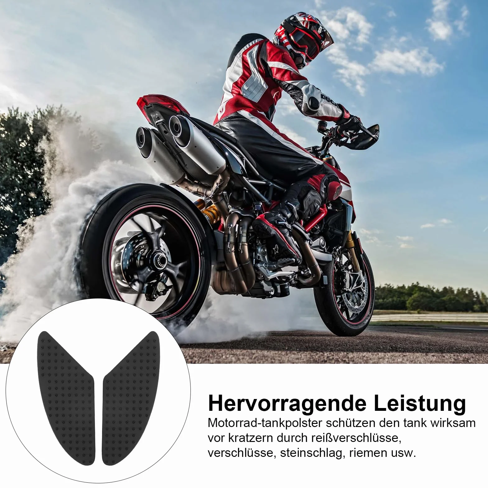 APOMOONS gumowe antypoślizgowe naklejki 3D na bak motocyklowy (czarne)