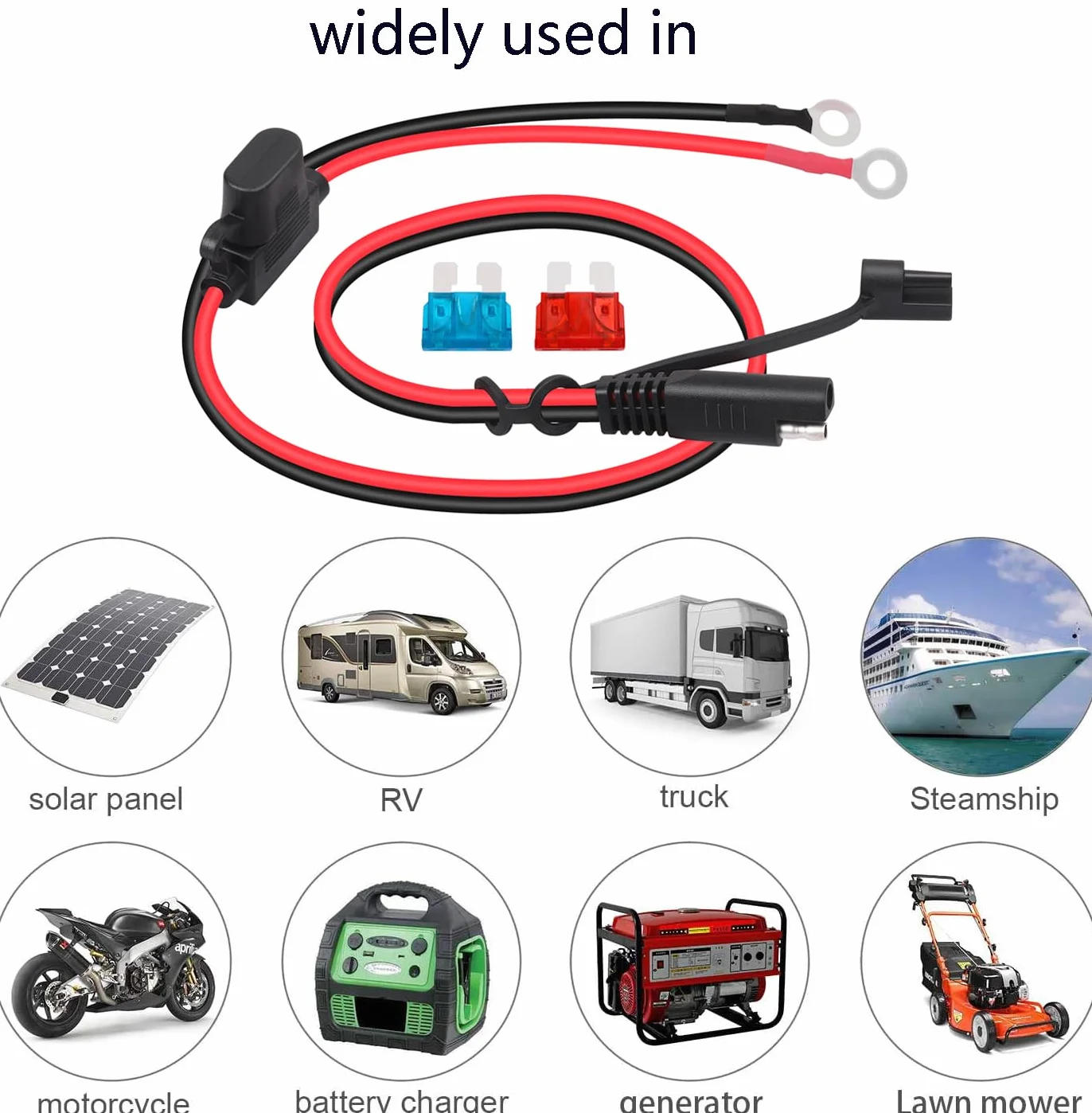 Złącze akumulatora SAE 12V z bezpiecznikiem pierścieniowym do ładowania motocykli