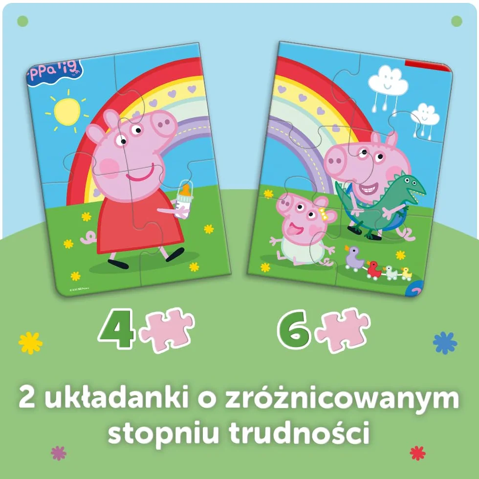 Trefl - Peppa Pig - Mała Peppa - Puzzle Ramkowe Baby 2w1 dla dzieci od 2. roku życia