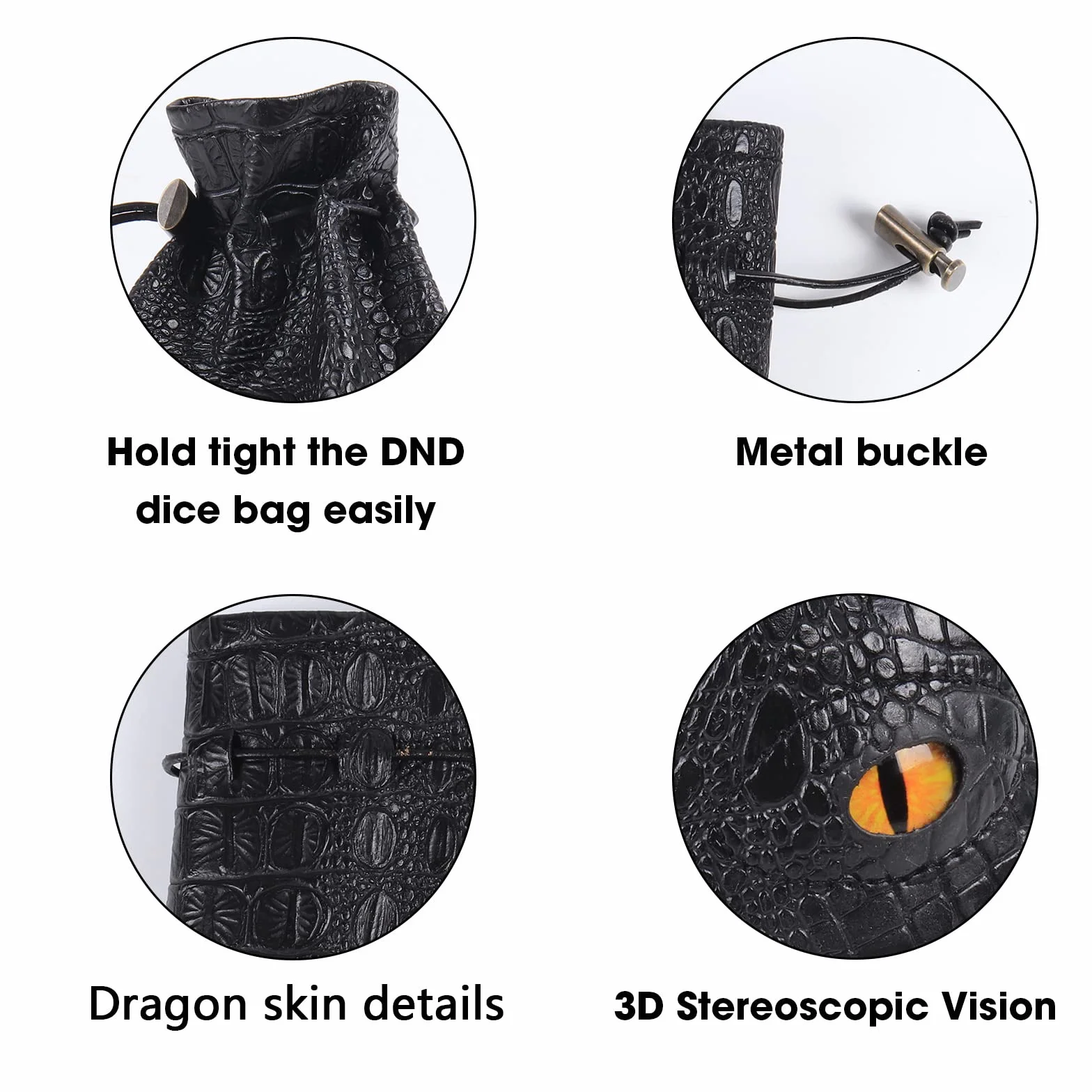 DND Dice Bag with 2 Yellow Dragon Eyes, Black Dungeons and Dragons Dice Bag, Board Game Bag of Dice, Dice Bag Hold 6 Set Dice, D and D Storage Bag for RPG Table Game, Bag for Board Game Accessories