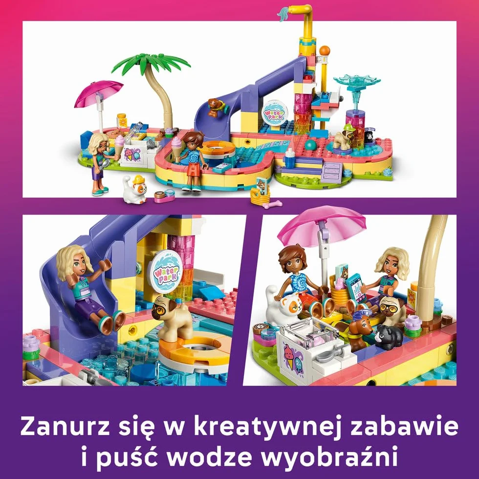 LEGO Friends Frajda w parku wodnym, zabawka konstrukcyjna dla dzieci, 4 zabawkowe zwierzaki i 2 minilaleczki, pomysł na prezent dla dziewczynki lub chłopca od 6 lat 42676